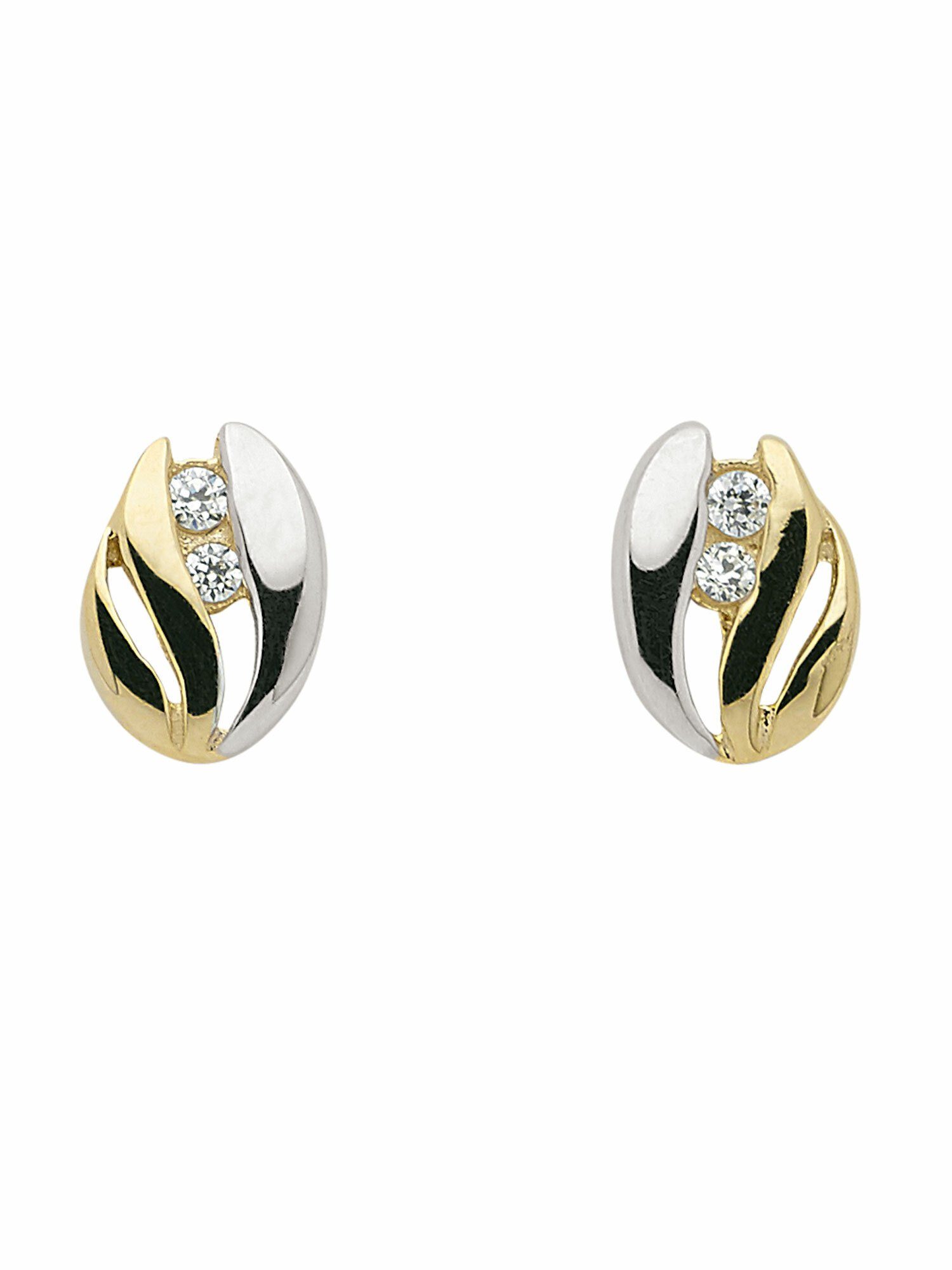 Adelia´s Paar Ohrhänger 333 Gold Ohrringe Ohrstecker mit Zirkonia, mit  Zirkonia Goldschmuck für Damen, Maße - Breite 6,7 mm