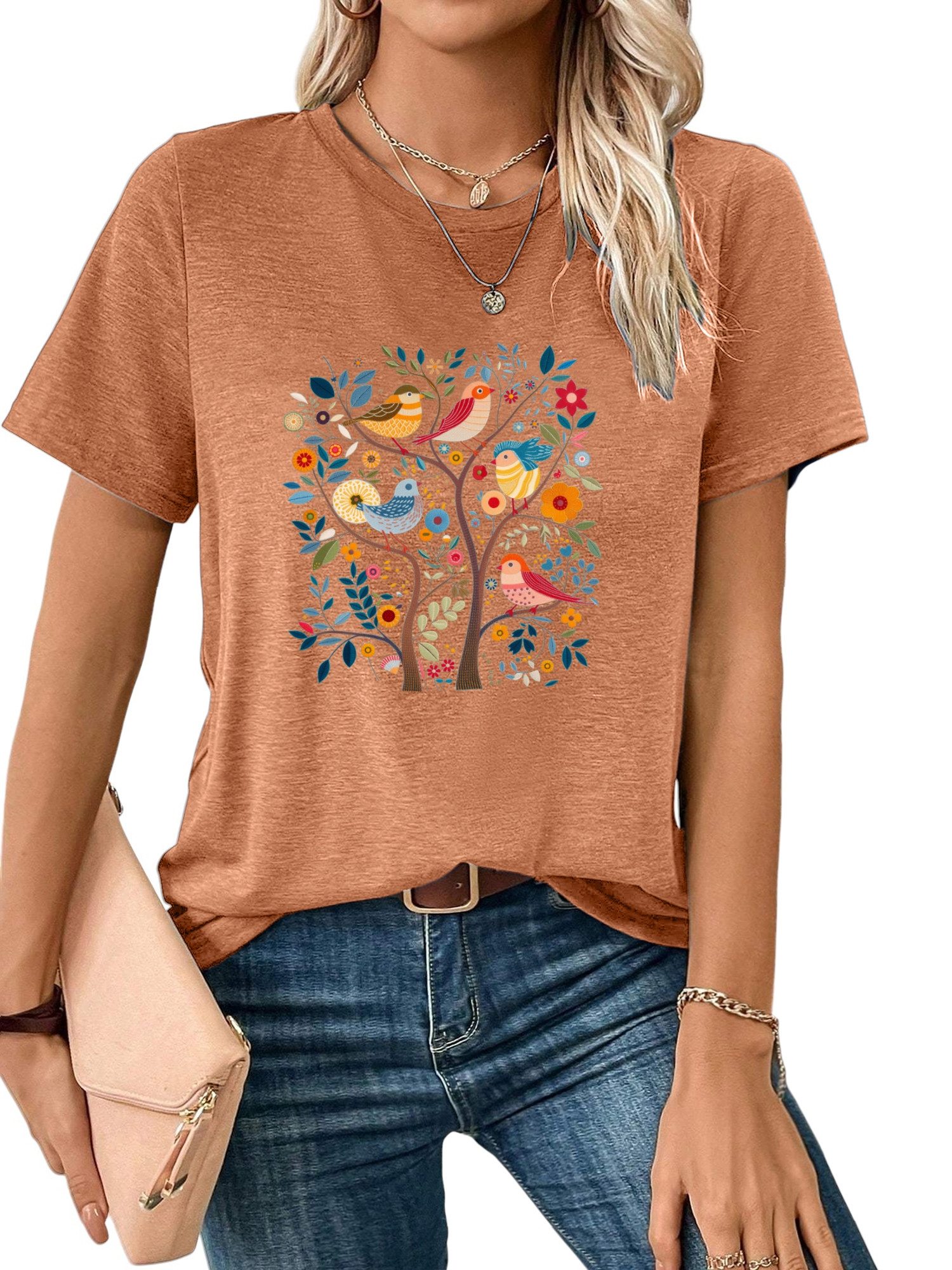 PYL T-Shirt Damen Sommer Kurzarmbluse Locker günstig online kaufen