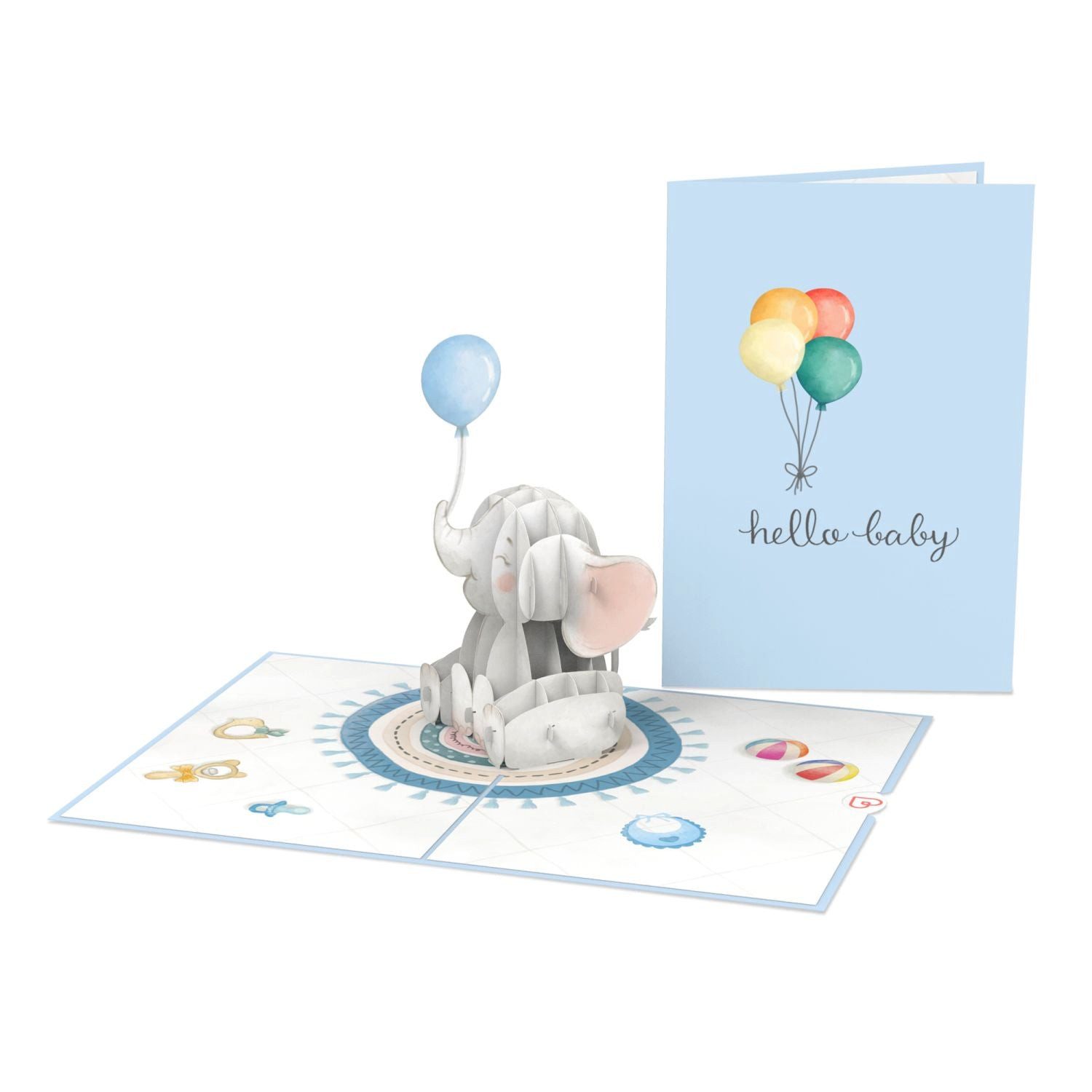 papercrush Geburt (Junge) Geburtskarte Baby-Elefant (Blau), Pop-Up Karte zur Geburt von Jungen, Handgemacht