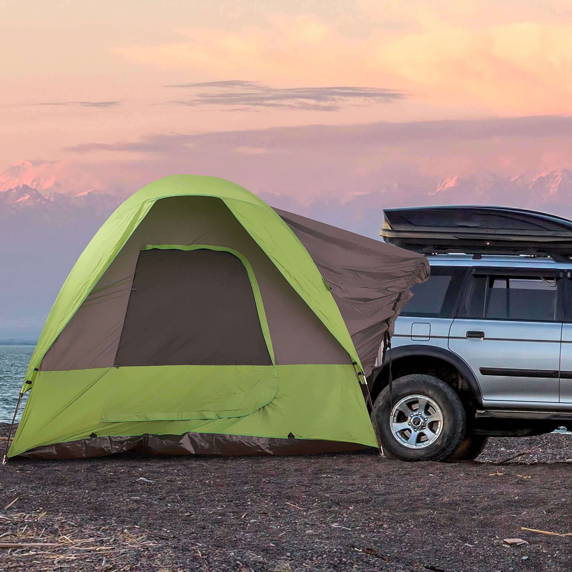 MC Star Kuppelzelt Campingzelt Autozelt für 4-5 Personen, 300 x 300 x 230 cm, (aus Glasfaser & Polyester, grün, ideal für Outdoor-Abenteuer)