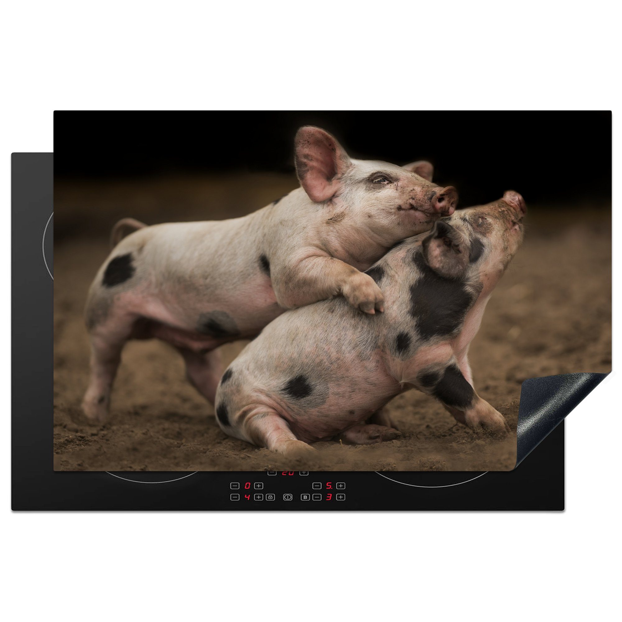 MuchoWow Herdblende-/Abdeckplatte Ferkel - Spiele - Schweine, Vinyl, (1 tlg), 81x52 cm, Induktionskochfeld Schutz für die küche, Ceranfeldabdeckung