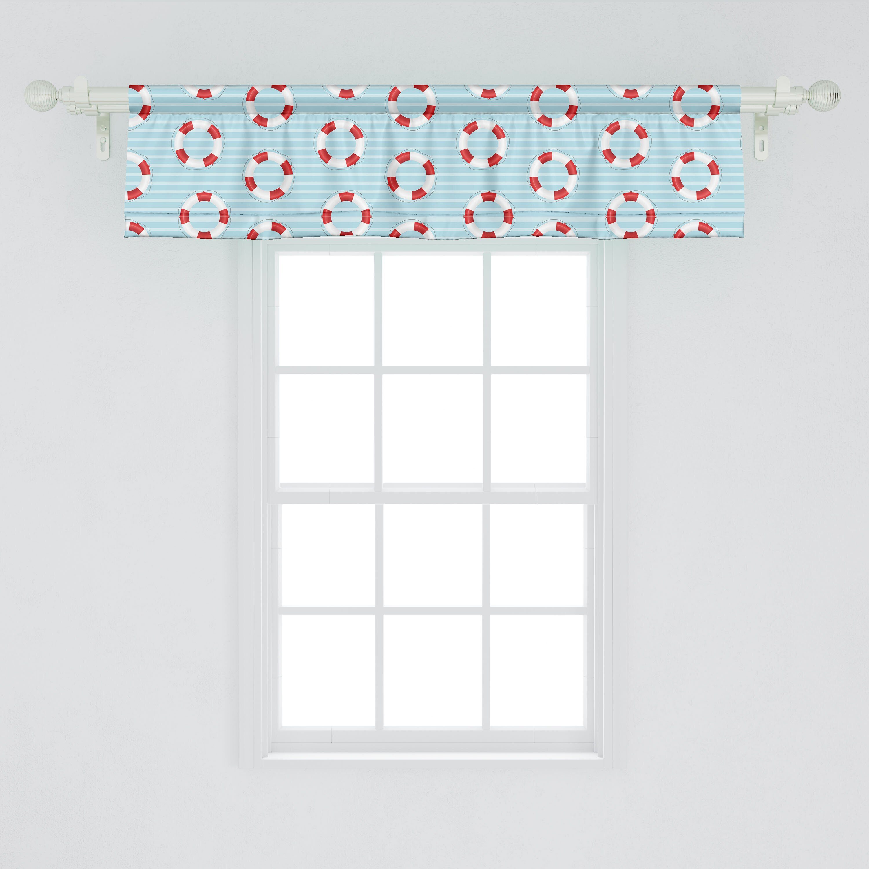 Scheibengardine Vorhang Volant für Küche Schlafzimmer Schwimmweste-Krise Stangentasche, mit Microfaser, Wasserblau Abakuhaus, Dekor