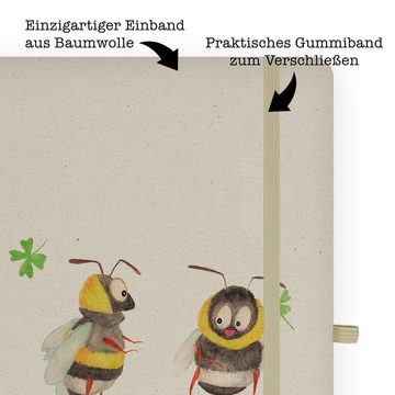 Mr. & Mrs. Panda Notizbuch Hummeln Kleeblatt - Transparent - Geschenk, Spruch fröhlich, Gute Lau Mr. & Mrs. Panda, Handgefertigt