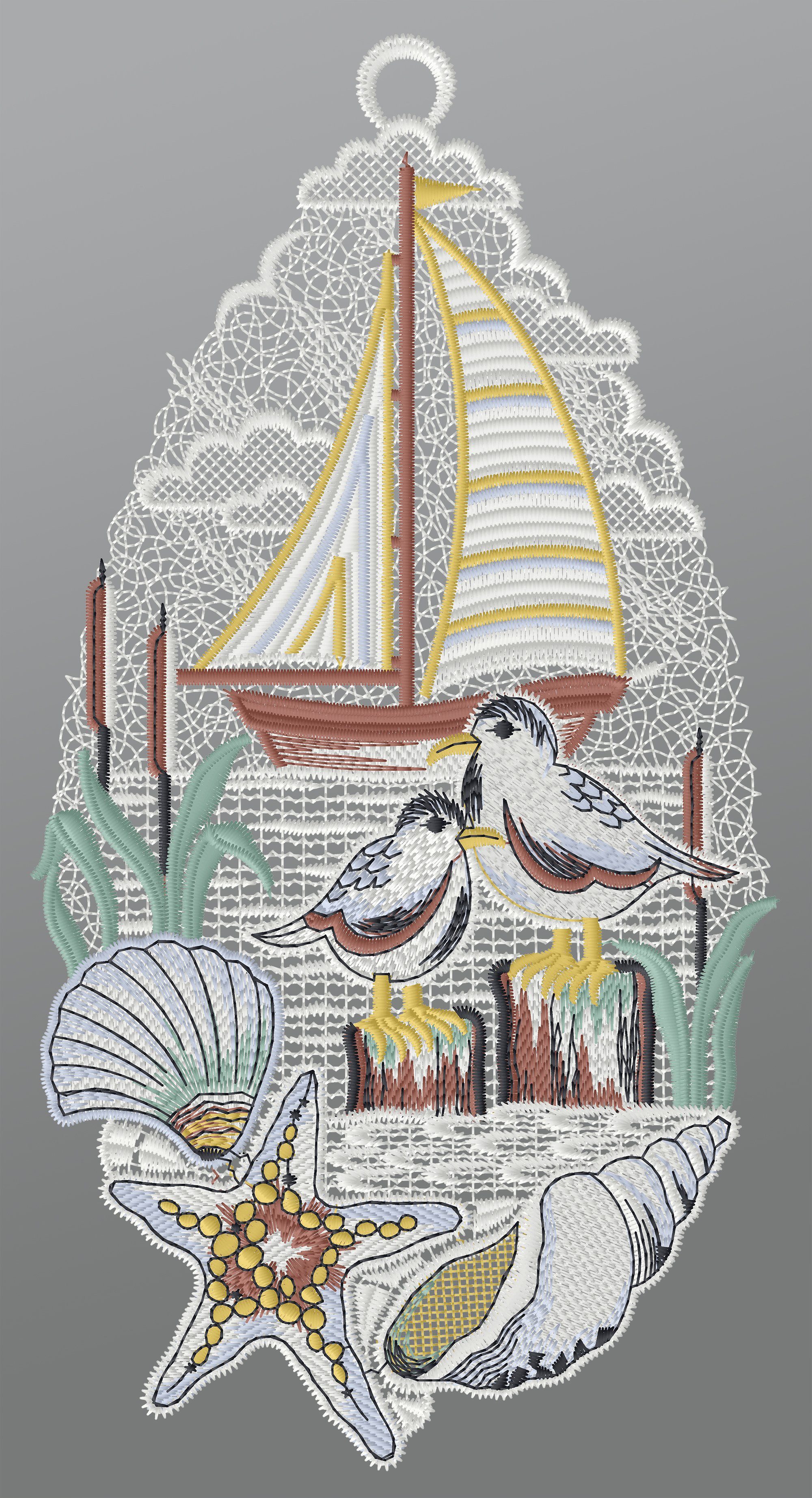 Plauener Spitze® Fensterbild Ostseeblick, HxB 28x15cm günstig online kaufen