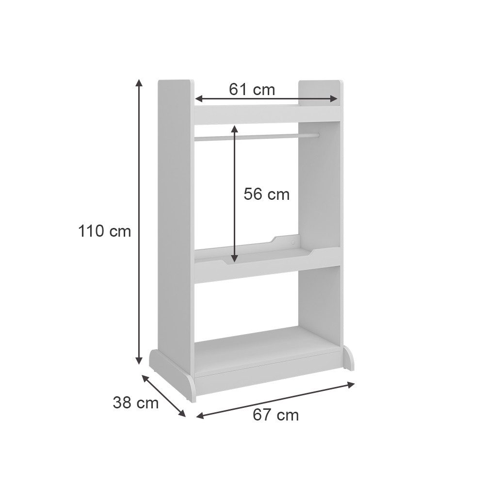 Vicco Kleiderschrank Conny, Weiß, 67 x 110 cm mit Kleiderstange (1-St)