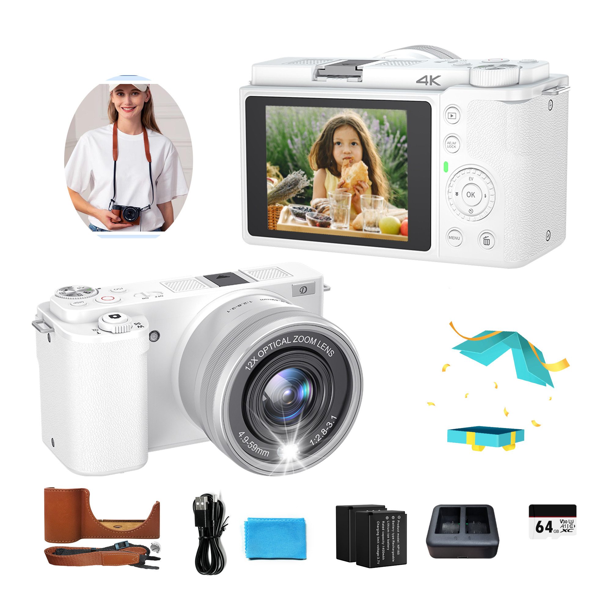 Fine Life Pro Digitalkamera für Einsteiger mit 4K Video – Kompaktkamera (für Reisen, Vlogs & Familienfotos)