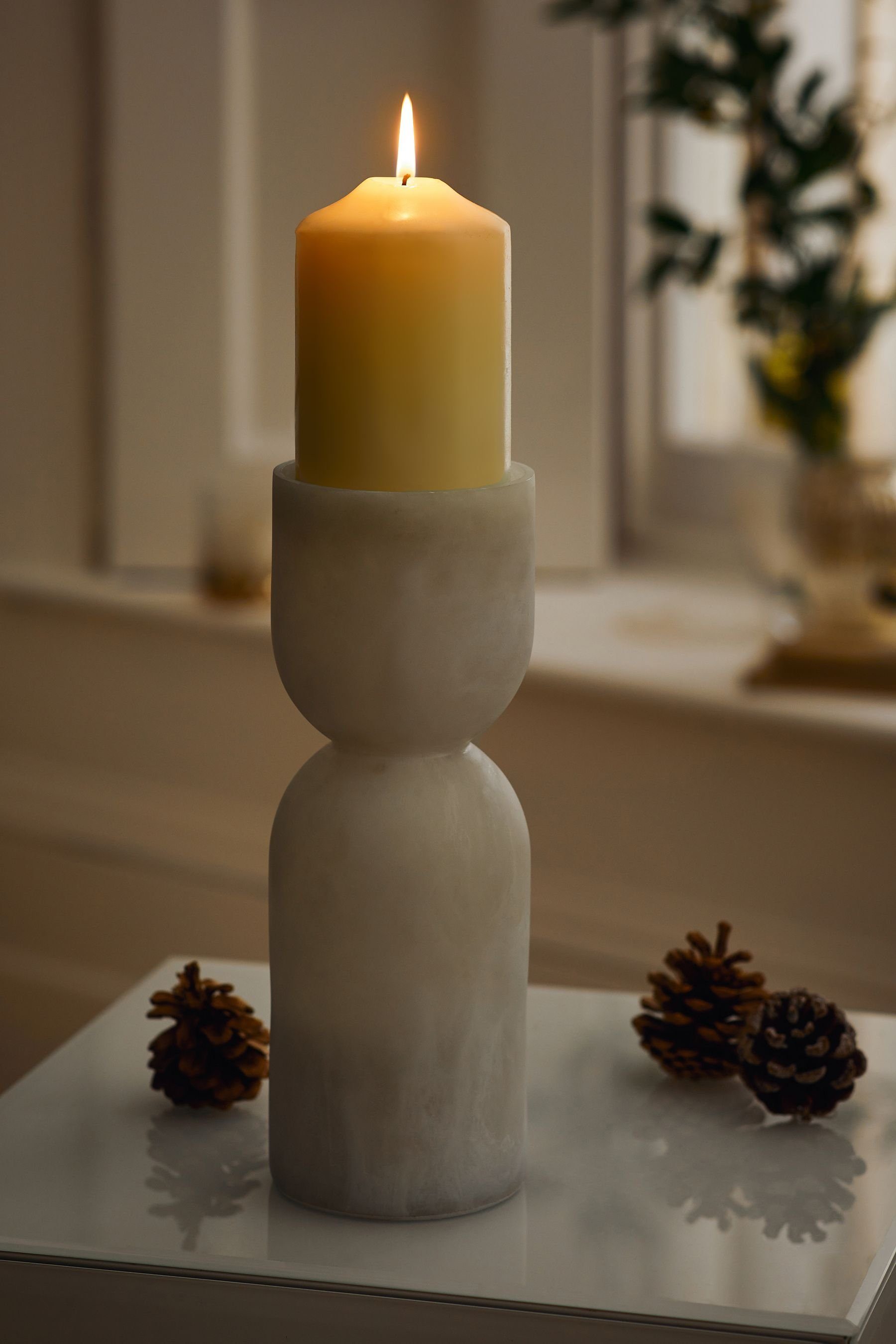 Marmoreffekt Kerzenhalter Kerzenständer für Stumpenkerzen Next mit