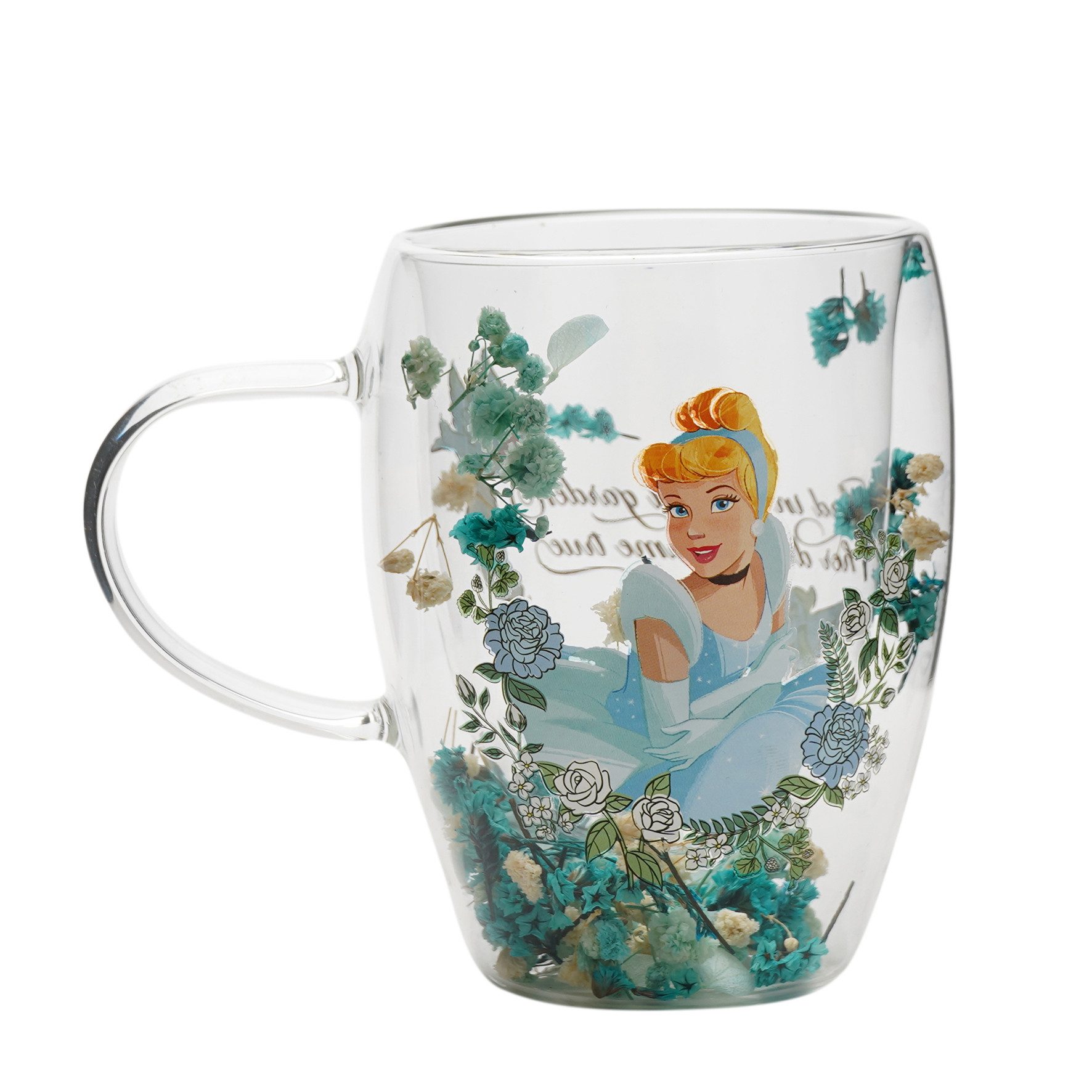Tasse Prinzessinnen Blumendesign - Cinderella - Teeglas