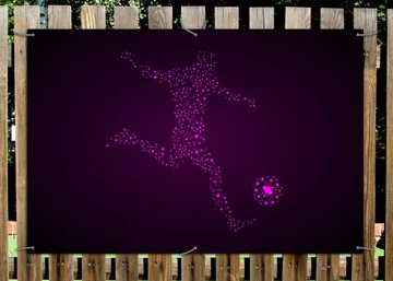 Wallario Sichtschutzzaunmatten Fußball - ein Spieler aus tausend Sternen in lila