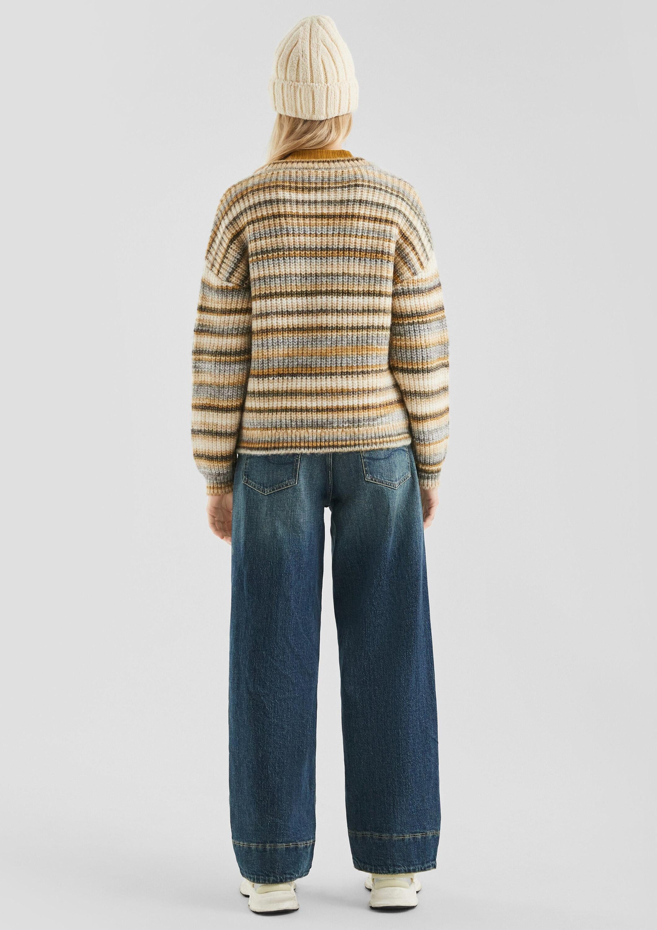 QS Longpullover Strickpullover Weicher Pullover in bunter Multimelange Optik