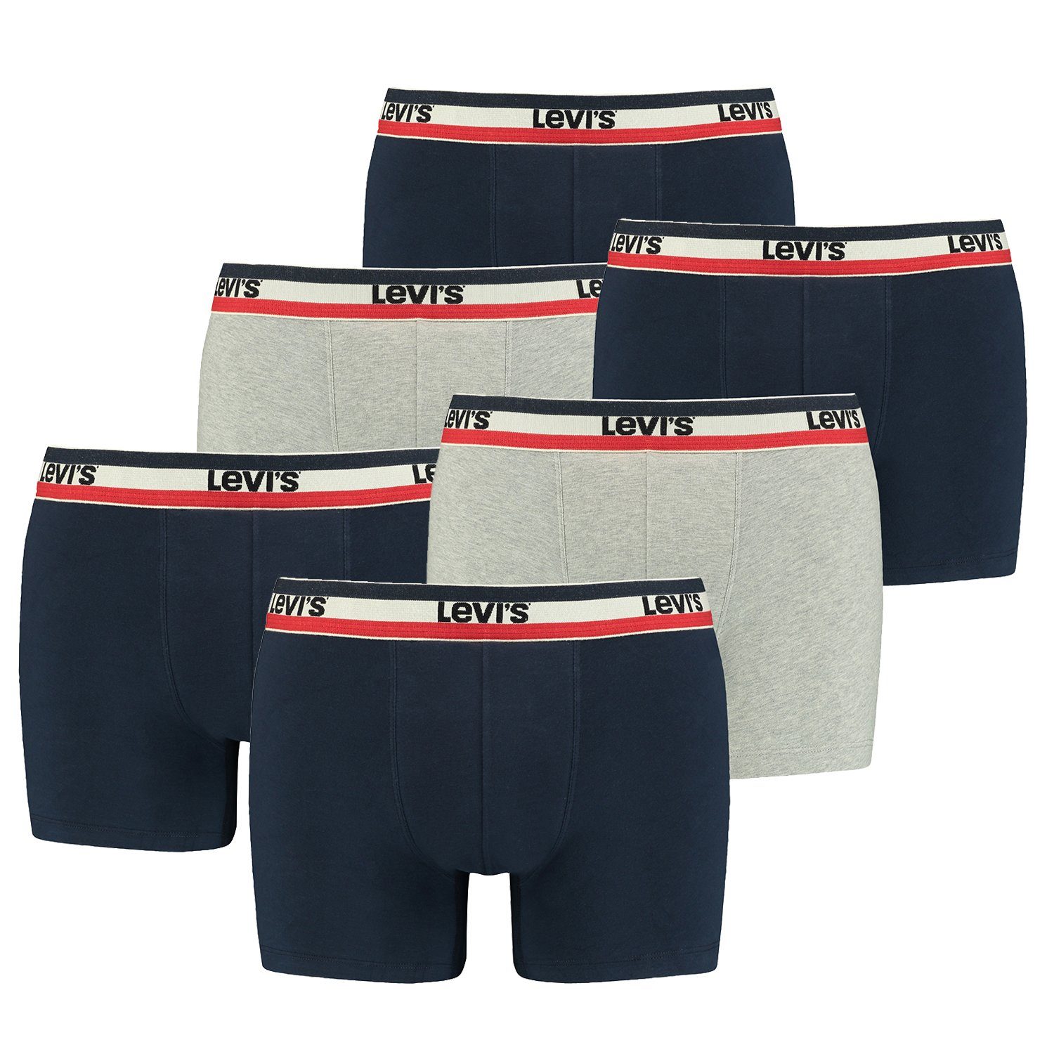 Levi's® Boxershorts LEVIS Men Grey Logo Melange Sprtswr Boxer 6P (6-St) Navy 