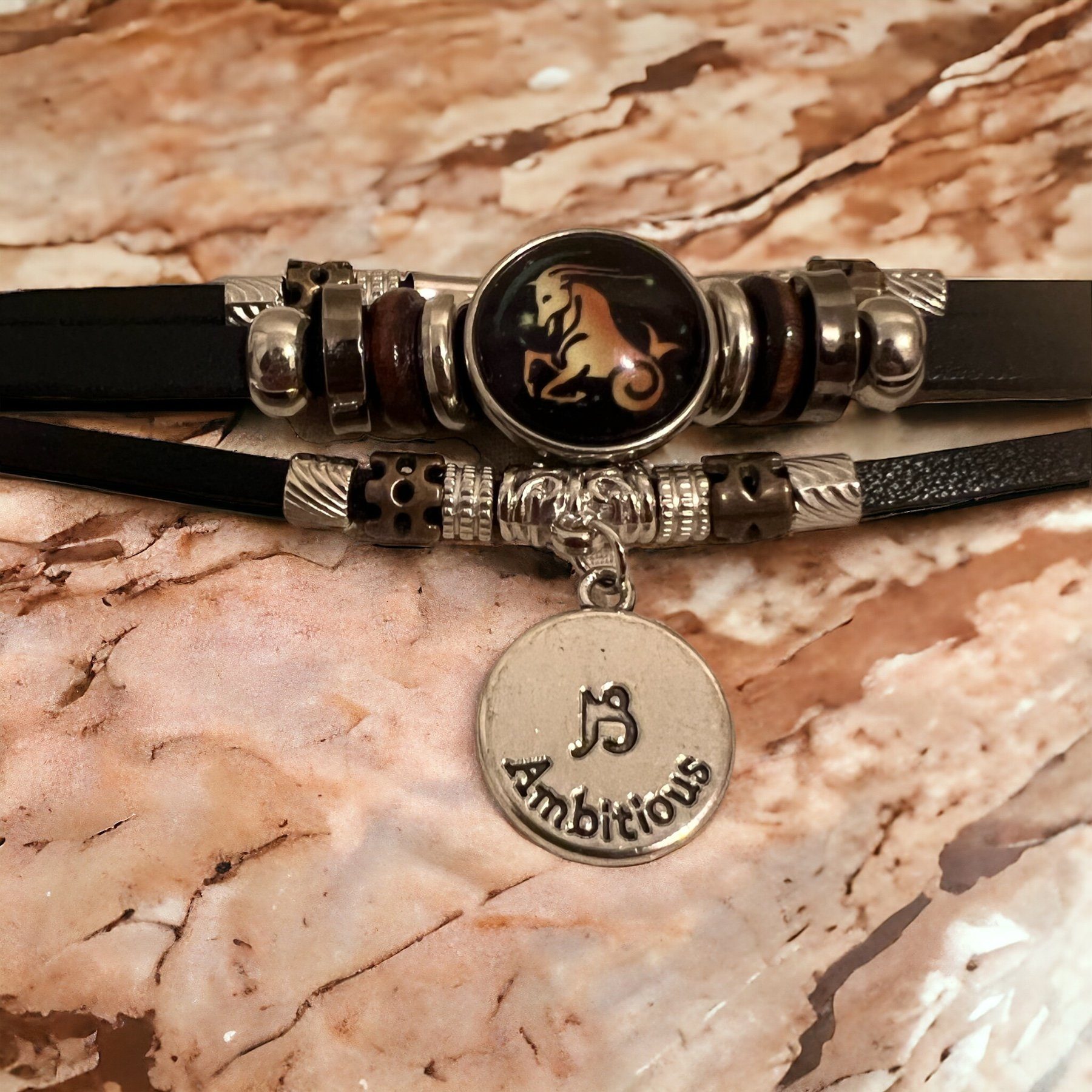 Stelby Armband mit Gravur Armband Sternzeichen Steinbock mit 3D Gravur im Glas (Weihnachtsgeschenk, Geburtstagsgeschenk, Valentinstaggeschenk, modern, minimalis – Bild 4 von 5