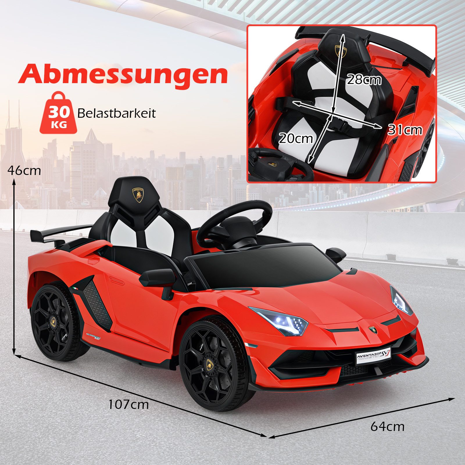 KOMFOTTEU Elektro-Kinderauto, Belastbarkeit 30 kg, mit LED Scheinwerfer, Hu günstig online kaufen