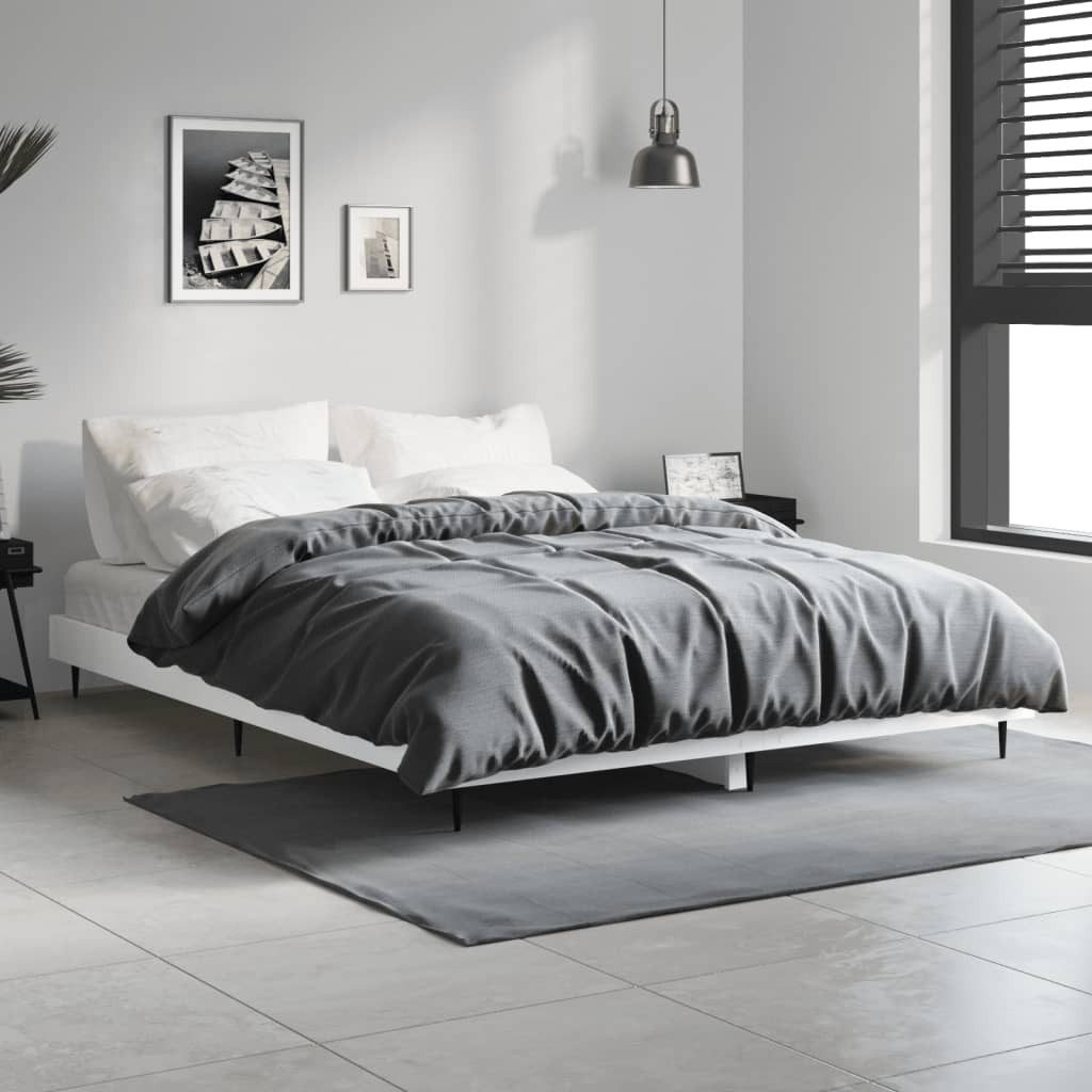 furnicato Bettgestell Weißes 193x143x20 cm aus Holzwerkstoff und Metall (1-tlg)