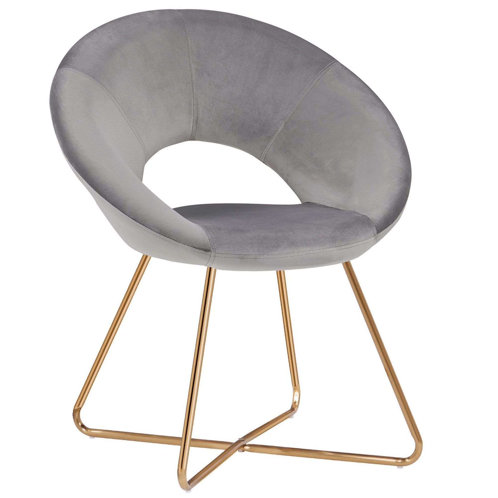 Duhome Loungesessel (439D), Esszimmerstuhl Wohnzimmerstuhl, Samt Polsterstuhl, Gold Metallbeine