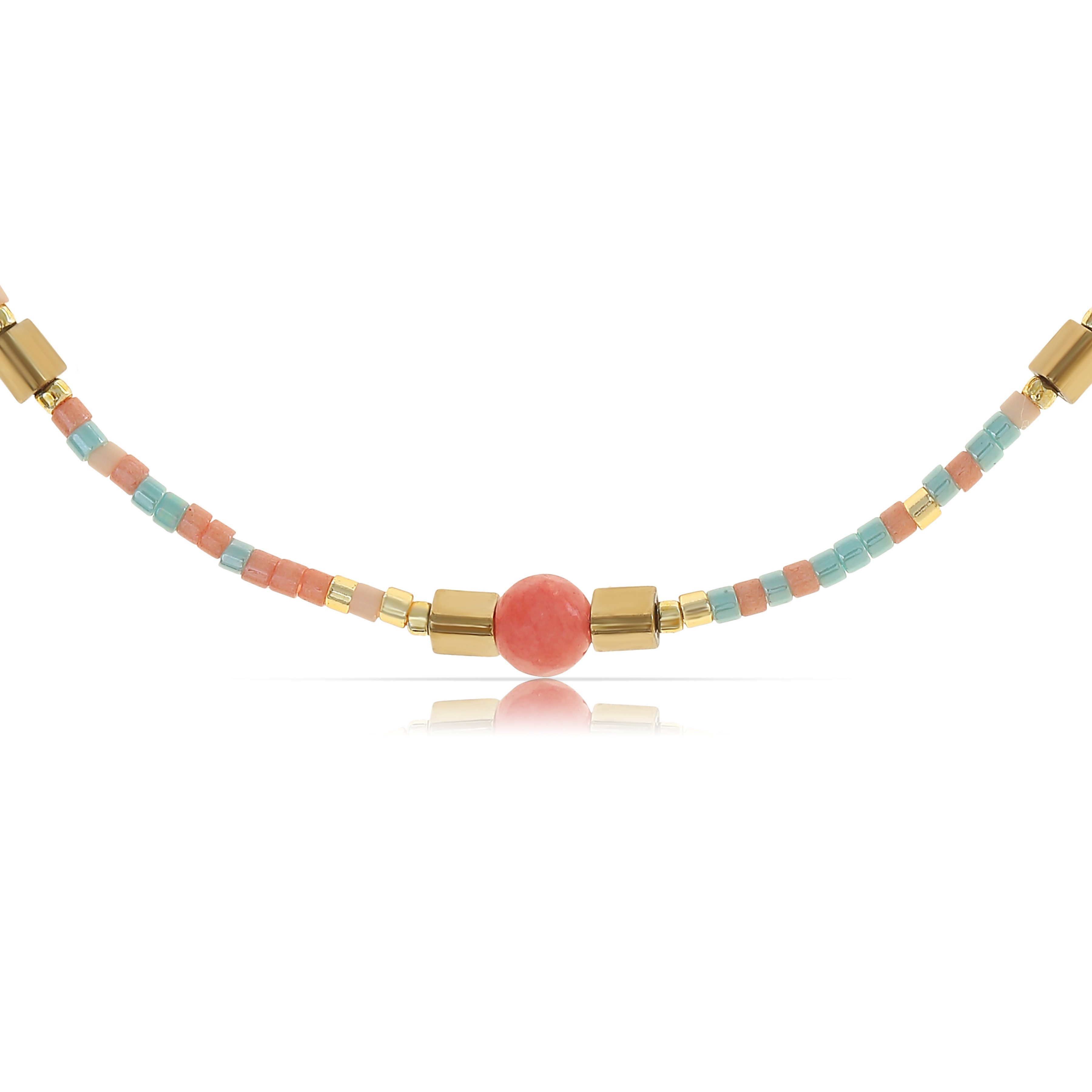 Made by Nami Perlenkette Damen Halskette Bunt Perlen Edelstein verstellbar günstig online kaufen