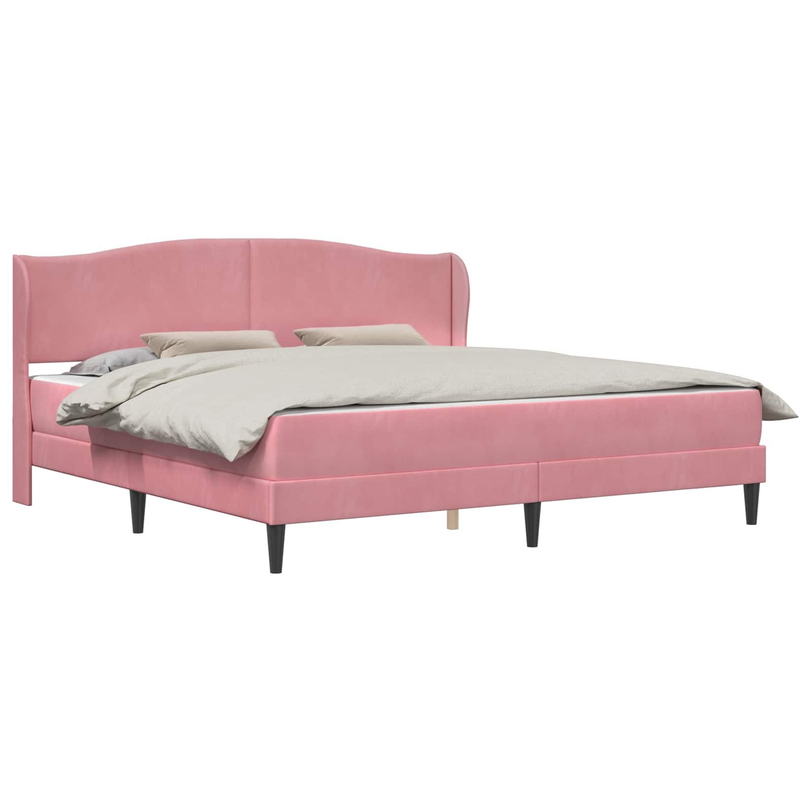 Bett Bettrahmen mit Kopfteil Rosa 200 x 200 cm Samt