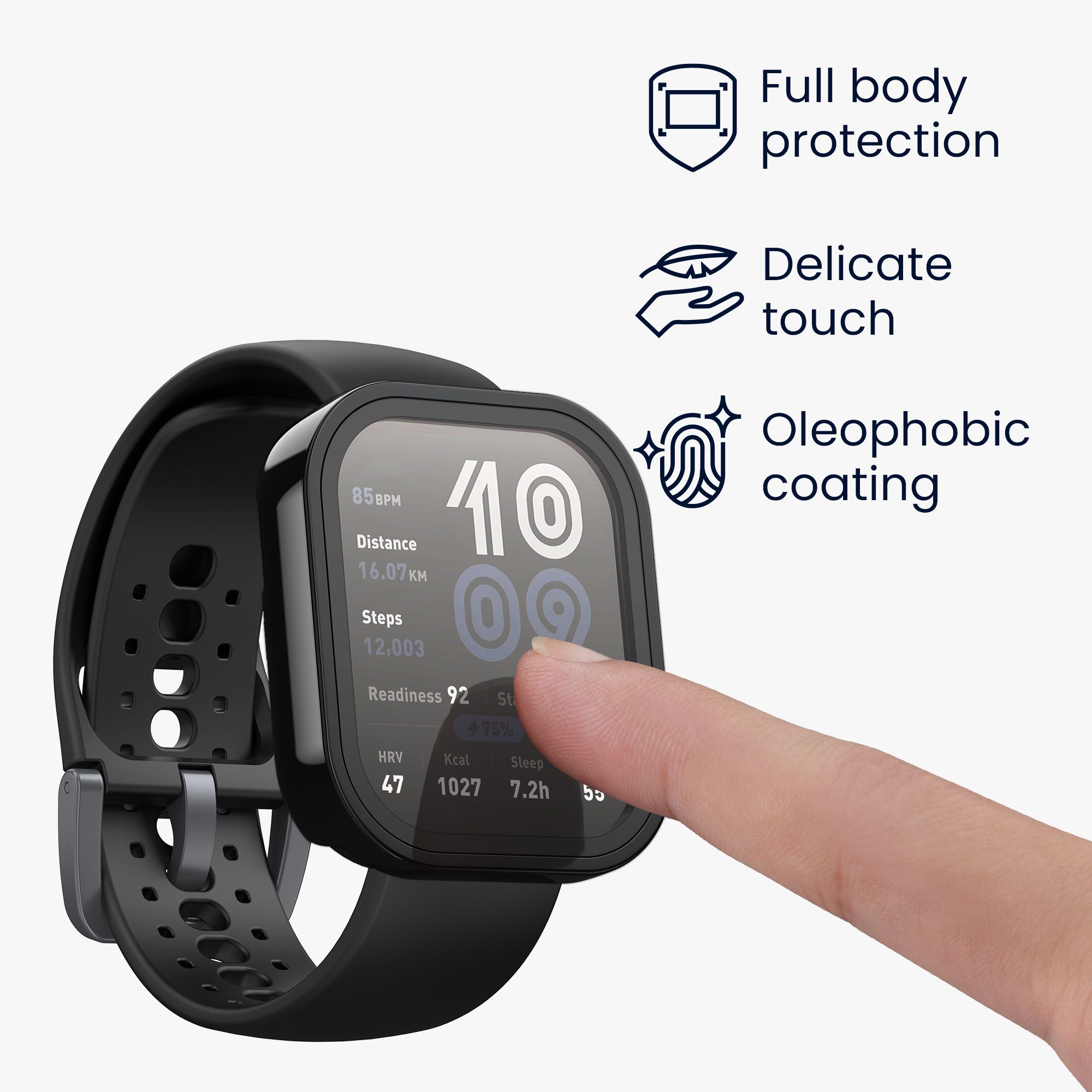 kwmobile 2x Glas Hülle für Amazfit Bip 6 Smartwatch, 2-tlg., Schutzhülle Fullbody Fitnesstracker Case Set aus Glas