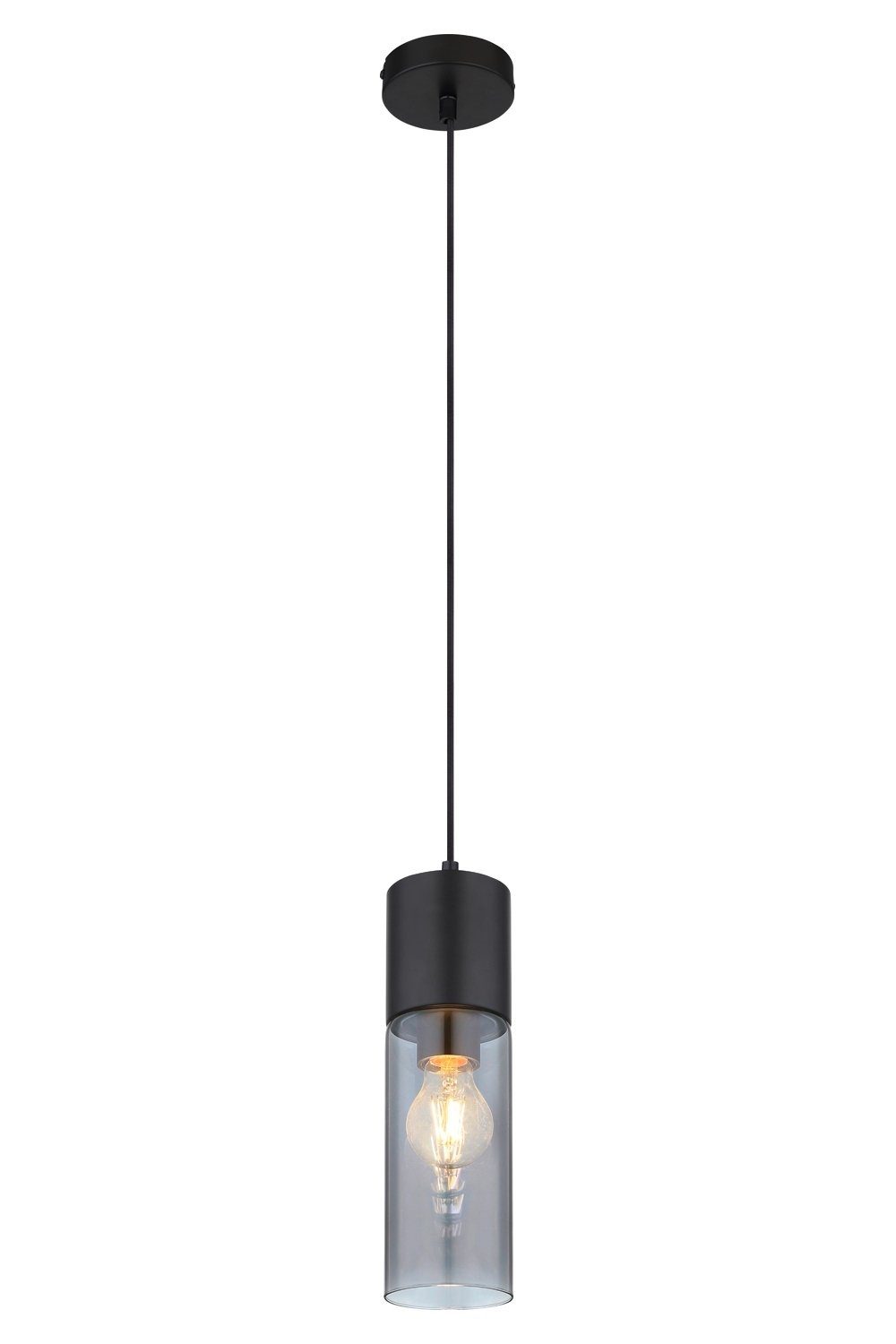 GLOBO LIGHTING Pendelleuchte ANNIKA, 1-flammig, Grau, Schwarz, Metall, ohne Leuchtmittel, Hängeleuchte, Hängelampe