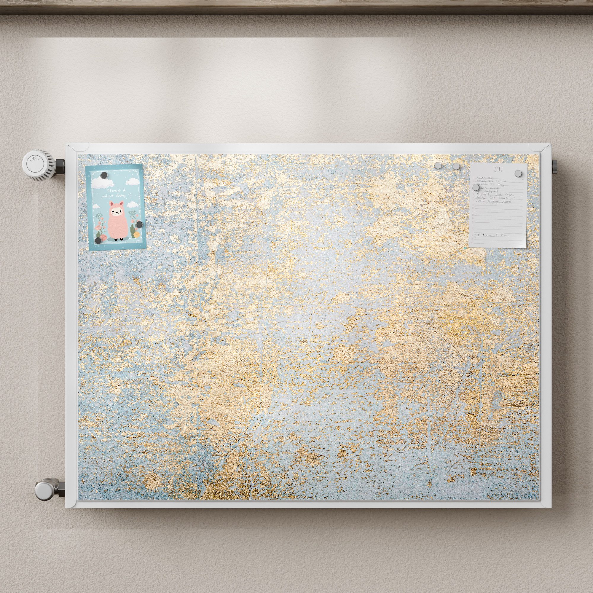 DEQORI Magnetfolie 'Wand mit Gold-Struktur', beschreibbar Heizung Magnetmatte magnetisch Magnetfolie