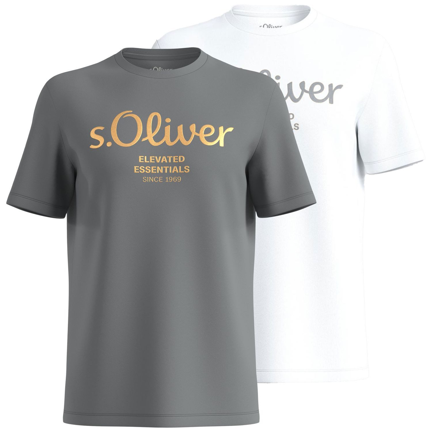 s.Oliver T-Shirt mit Metallic-Logo-Aufdruck im 2er günstig online kaufen