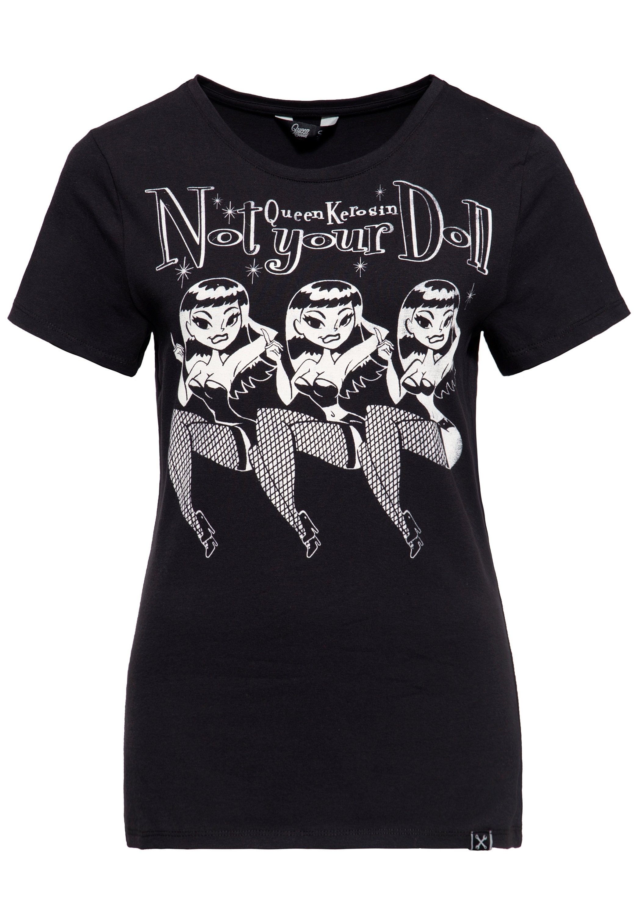 Damen Shirts QueenKerosin T-Shirt Not your Doll mit Pin-Up Motiv