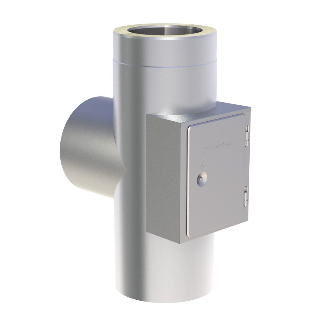 Jeremias Schornstein Ø 130 mm Jeremias DW Vision T-Stück-Anschl. 90° m. Reinig.-Öffng., Ø 130 mm