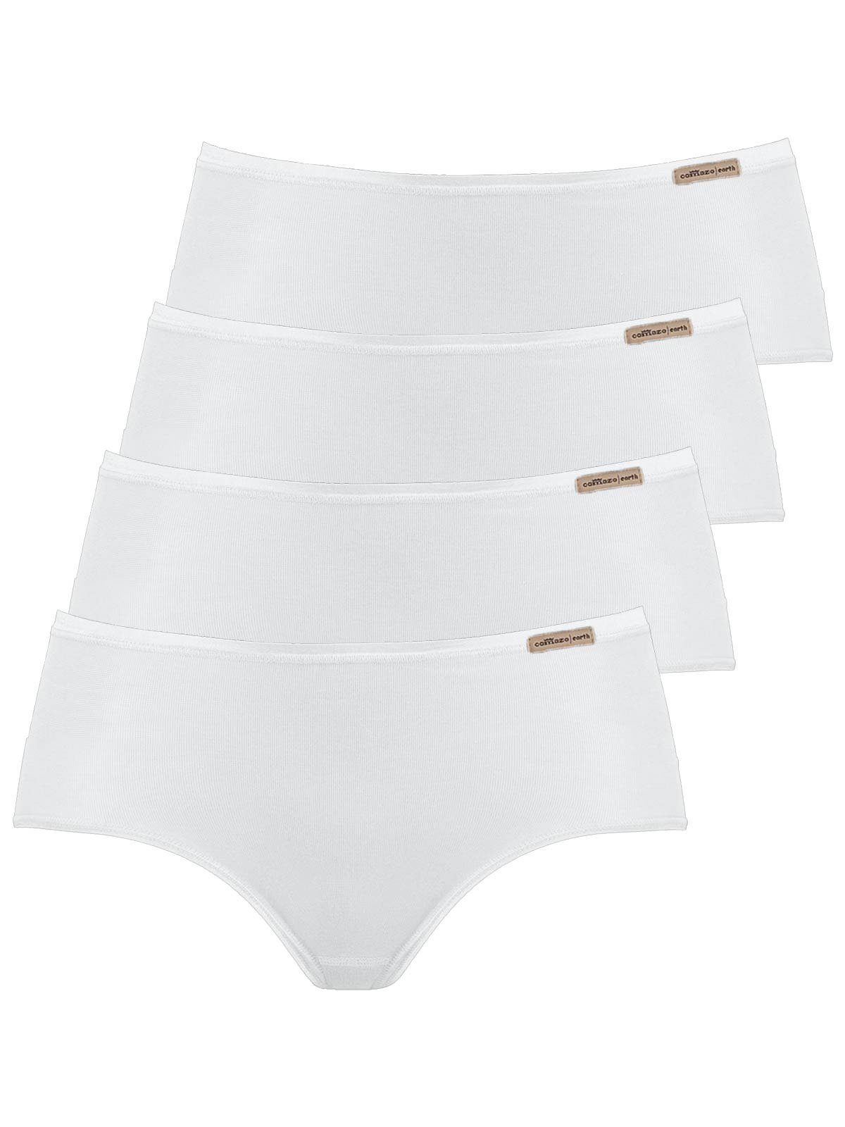 COMAZO Panty 4er Pack Damen Baumwoll Panty (Spar-Set, 4-St) Zwickel weiss | Klassische Panties