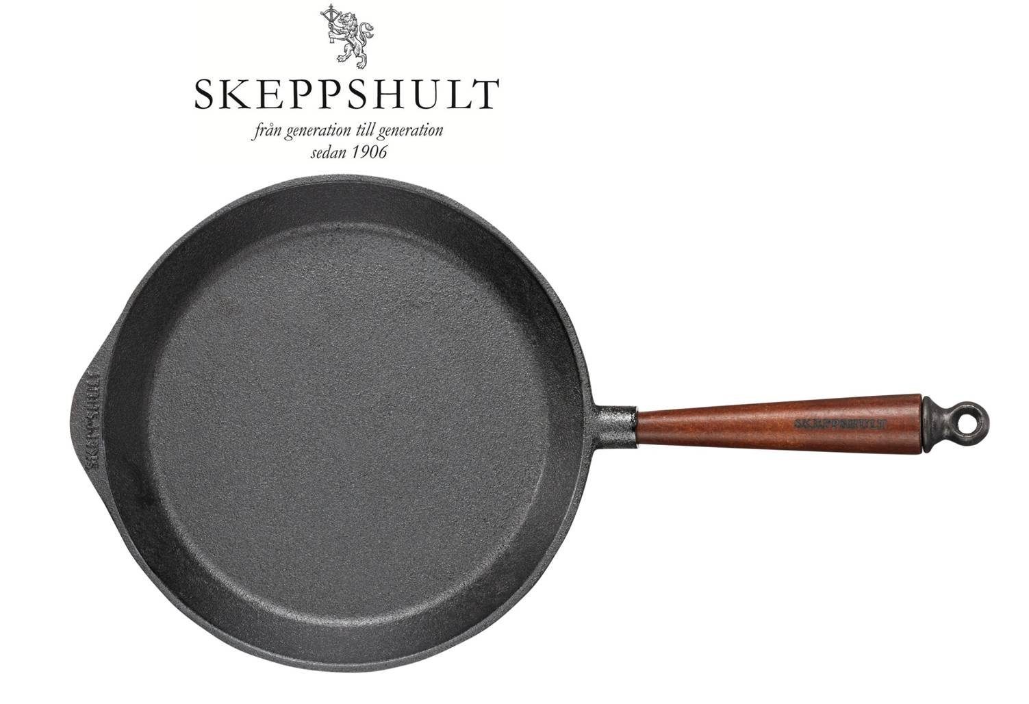 Skeppshult Bratpfanne Skeppshult Gusseisen Bratpfanne Ø 28 cm mit Walnussholzgriff