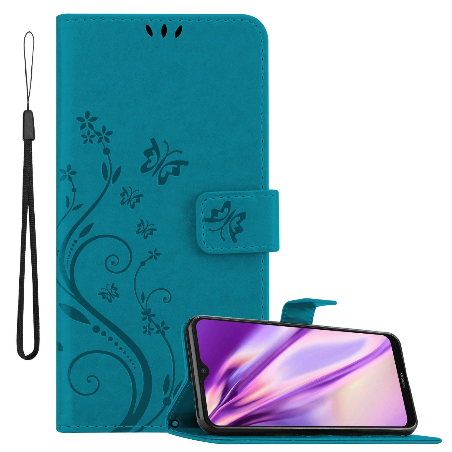 Cadorabo Handyhülle für Nokia G50 5G Hülle Nokia G50 5G, Hülle Schutzhülle Blumen Flower mit Standfunktion Kartenfach Magnet