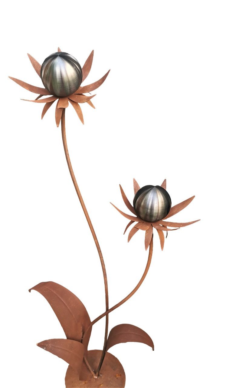 Jürgen Bocker - Gartenambiente Gartenstecker Blume Milano 120 cm Kugel schwarz matt Cortenstahl Garten