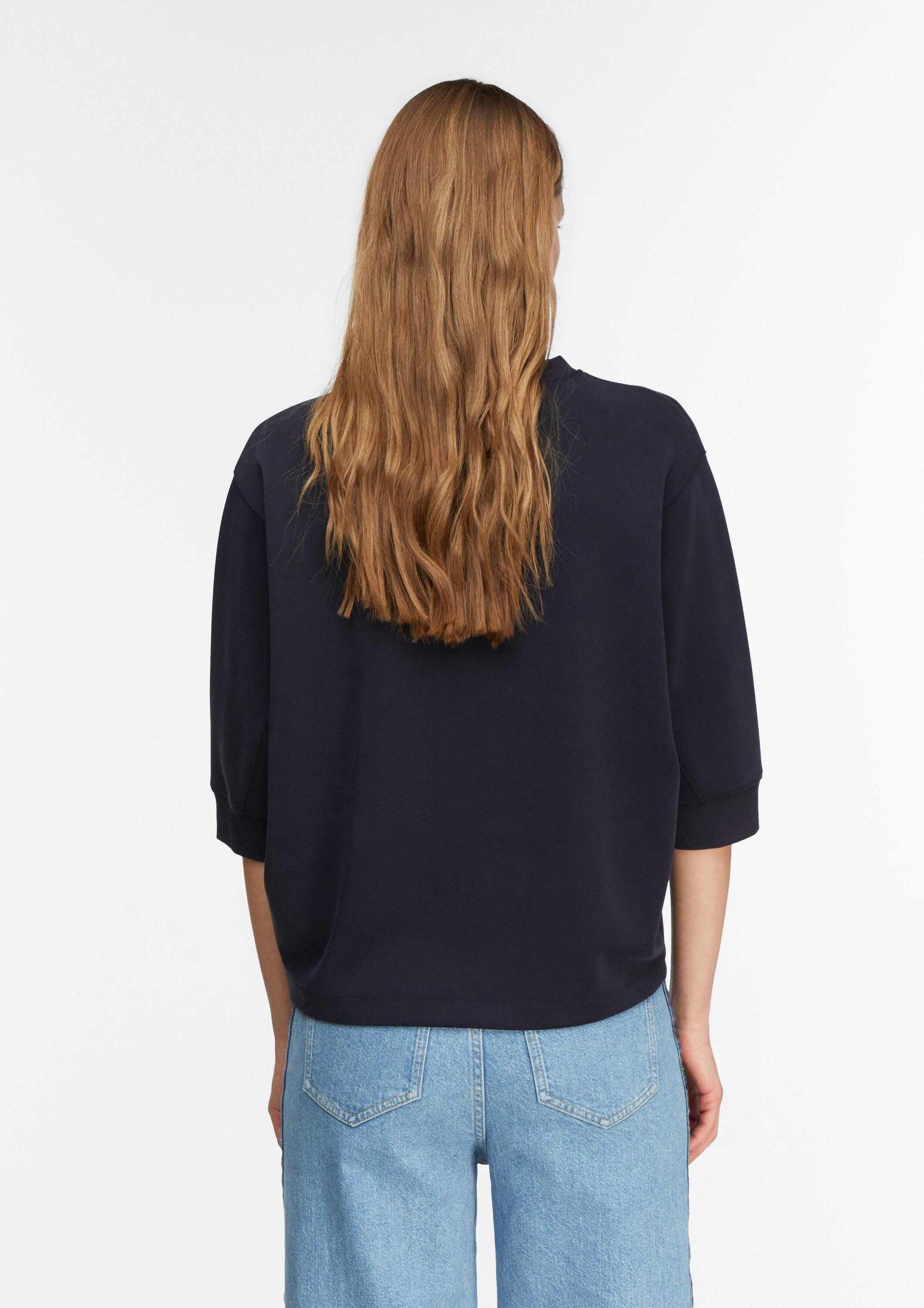 comma Sweatshirt Sweatshirt Fließendes Sweatshirt mit Fledermausärmeln und dekorativen Nahtdetails