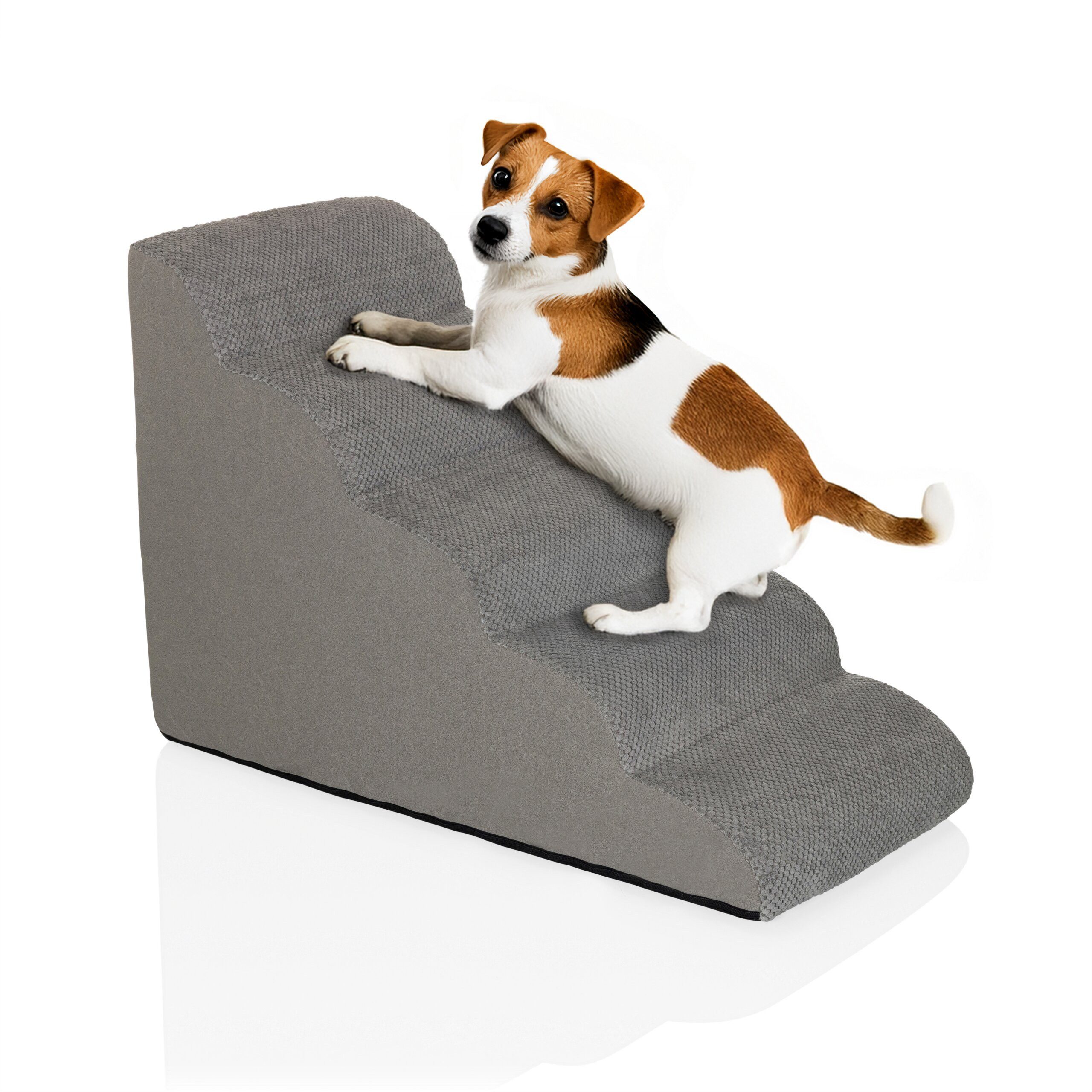 hjh LIVING Haustiertreppe Haustiertreppe Pawy Step 5 Stoff, Hundetreppe mit 5 Stufen, Hundestufen Treppe mit waschbarem Stoffbezug