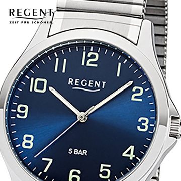 Regent Quarzuhr Regent Herren Uhr 1242414 Metall Quarz, Herren Armbanduhr rund, mittel (ca. 39mm), Metallarmband