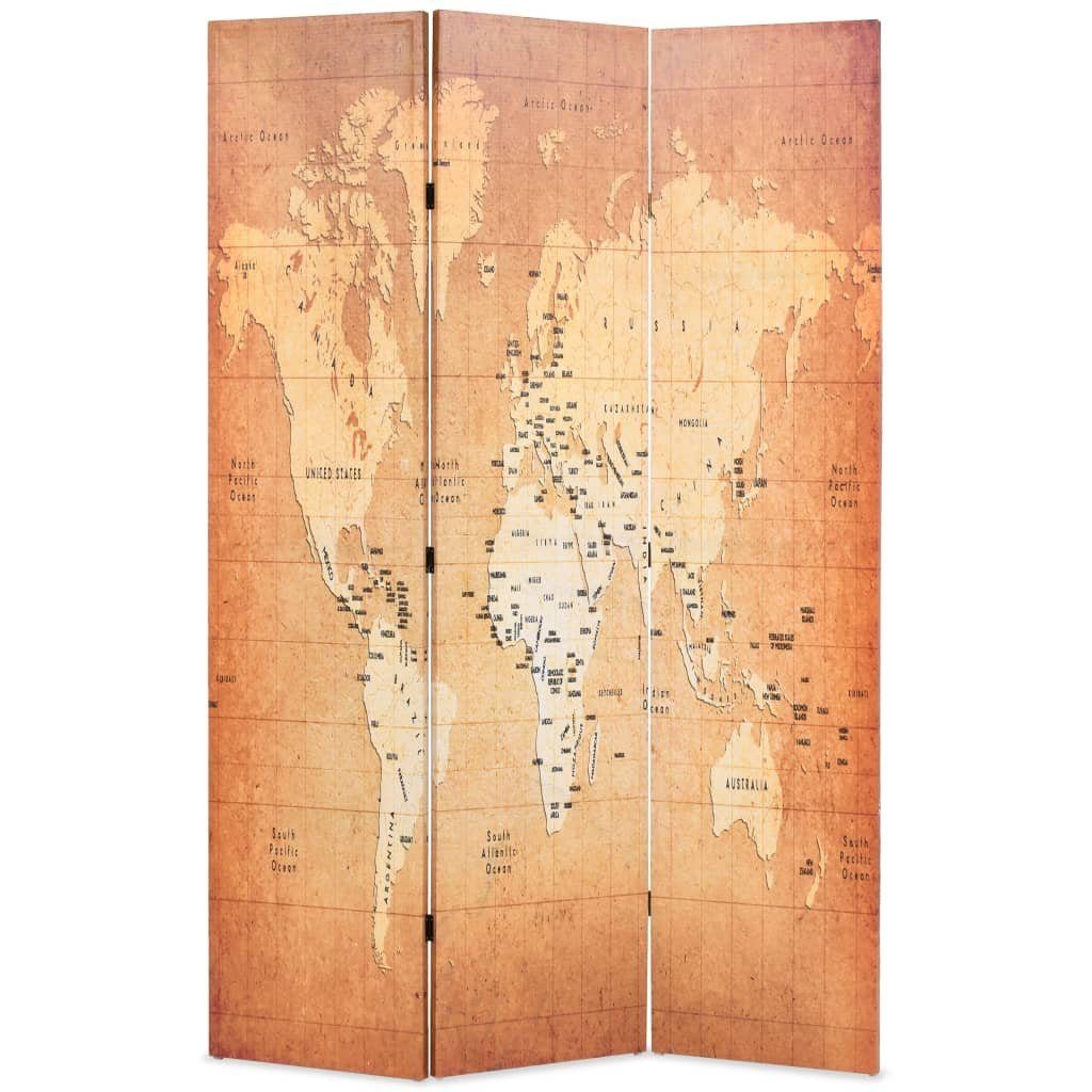 vidaXL Raumteiler Raumteiler klappbar 120 x 170 cm Weltkarte Gelb, 1-tlg.