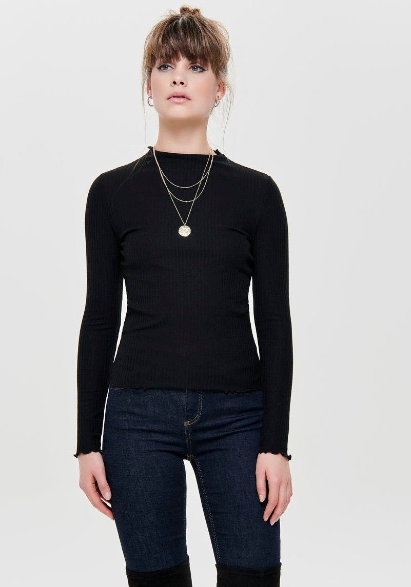 ONLY NECK L/S ONLEMMA Langarmshirt TOP HIGH schwarz