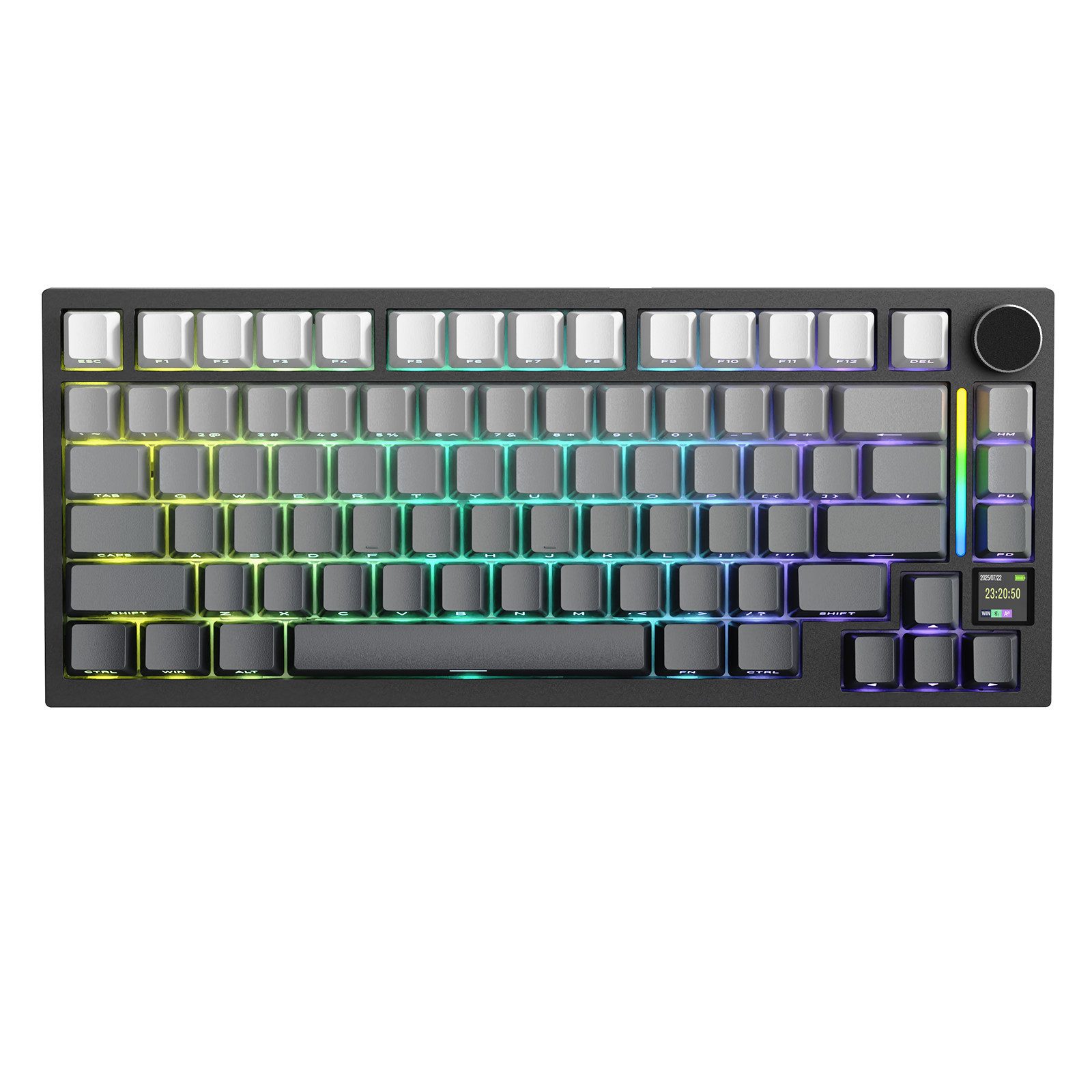 ATTACK SHARK X820 Ultra Mechanische Tastatur mit,75% ANSI-Layout, 2,4 GHz/BT/Wired Gaming-Tastatur (Gasket,TFT-Bildschirm und Knopf,5 Sound-Absorbing Foams,Hot-Swap)