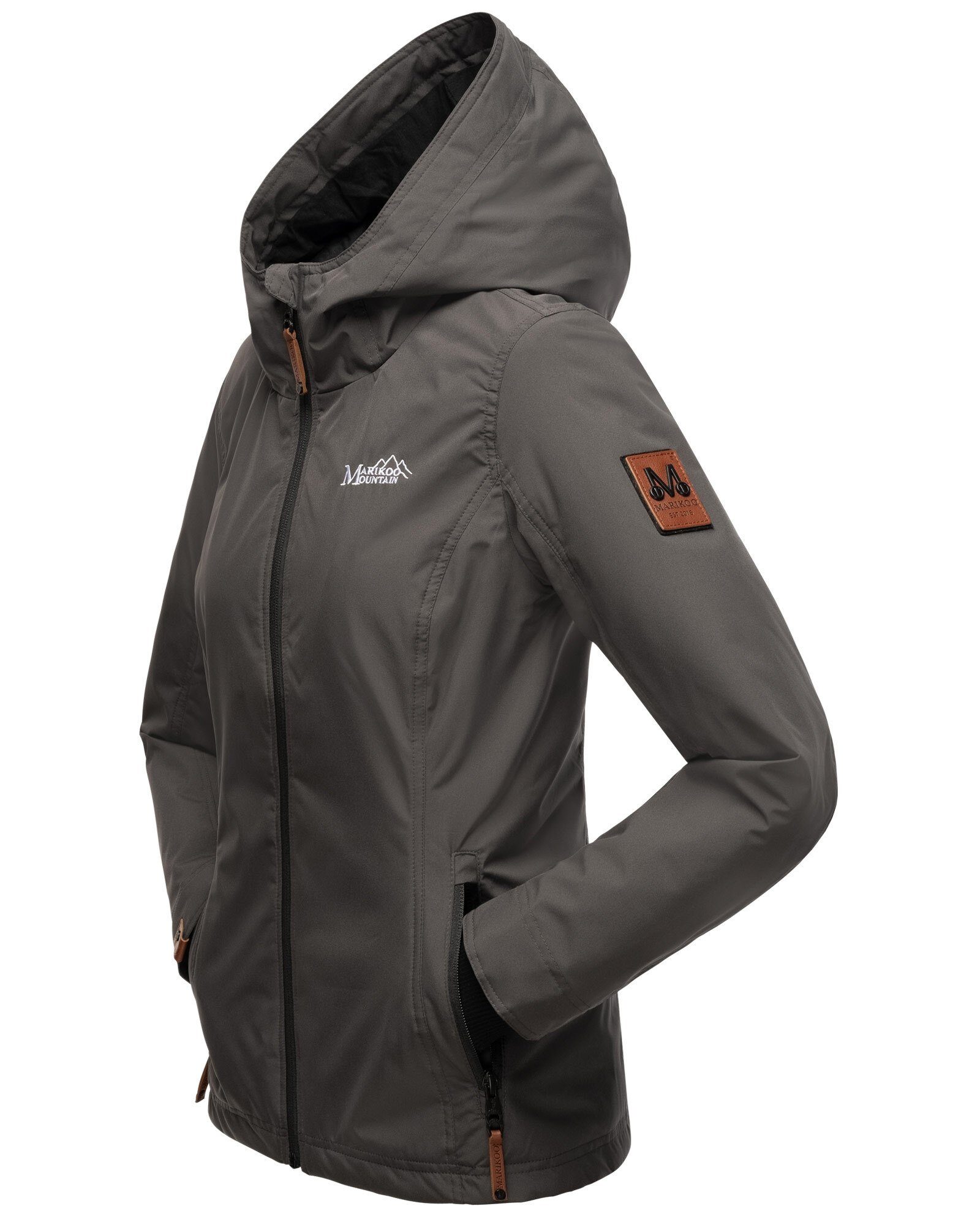 Marikoo Outdoorjacke Brombeere Sportliche Übergangsjacke mit Kapuze und schützendem Kragen – Bild 4 von 5
