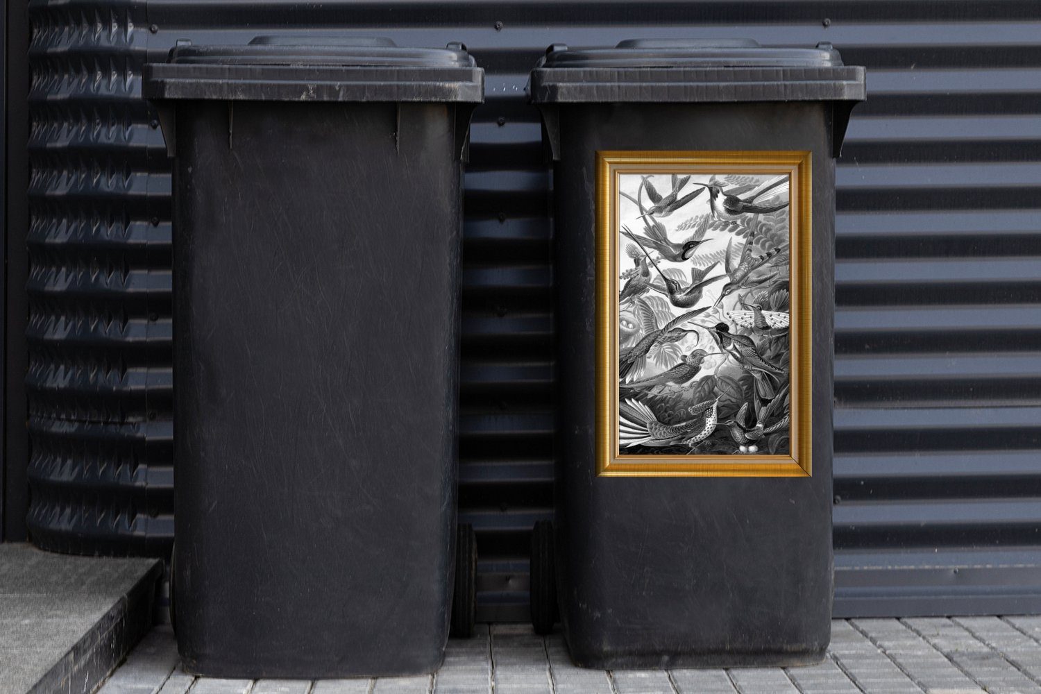 MuchoWow Wandsticker Kunstwerk - Maler (1 Mülleimer-aufkleber, Rahmen Mülltonne, Gold Abfalbehälter St), Container, - - Sticker