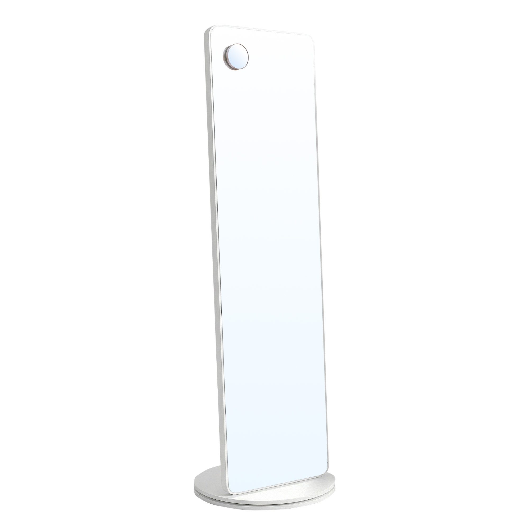 SONGMICS Standspiegel 360° drehbarer Spiegel, mit Sockel, Ablagen und Haken, klares Hartglas, 163 x 45 cm (H×D), für Schlafzimmer, Wohnzimmer