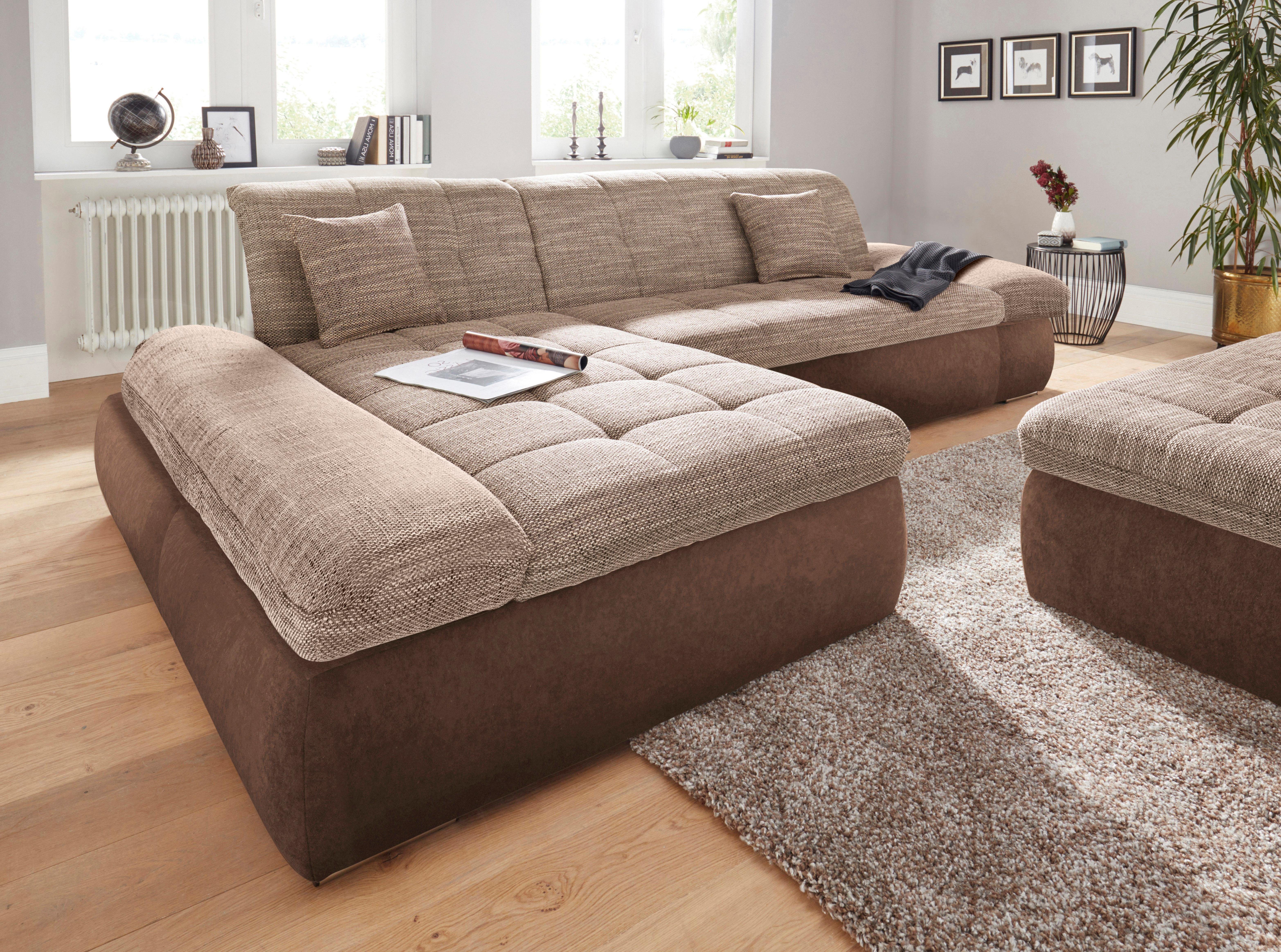 DOMO collection Ecksofa PB Moric wahlweise mit Bettfunktion + Armteilverstellung, L-Form, im XXL-Format, B/T/H:300/172/80 cm, feine Steppung