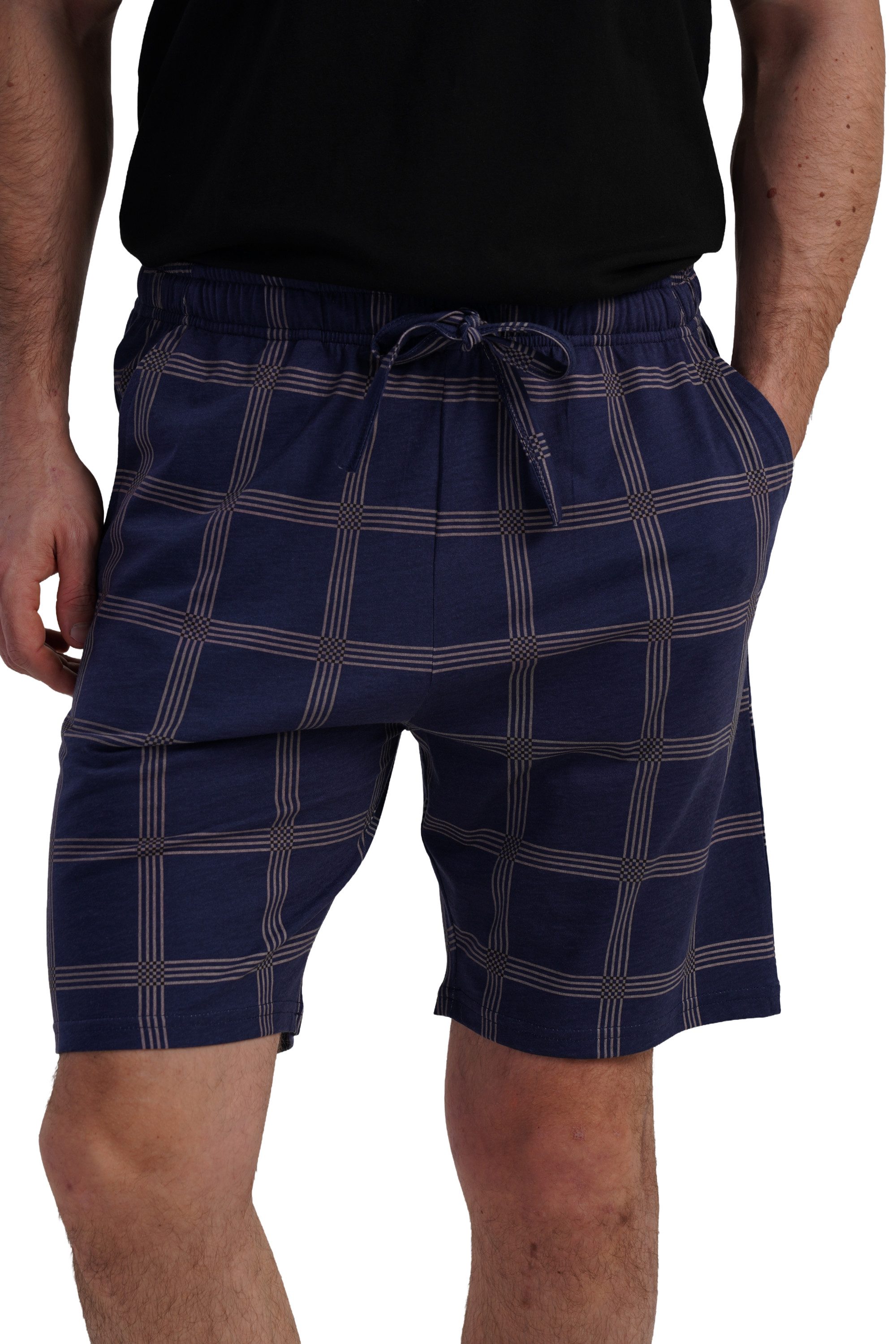 Vienetta Pyjamashorts Man (1-tlg., 1-teilig) Herren Schlafhose kurz Shorts Relaxhose Homewearhose Baumwolle