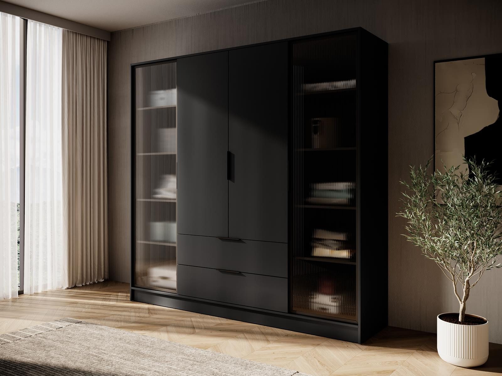 Compleo Drehtürenschrank mit Riffelglas, Modern und geräumig KALS