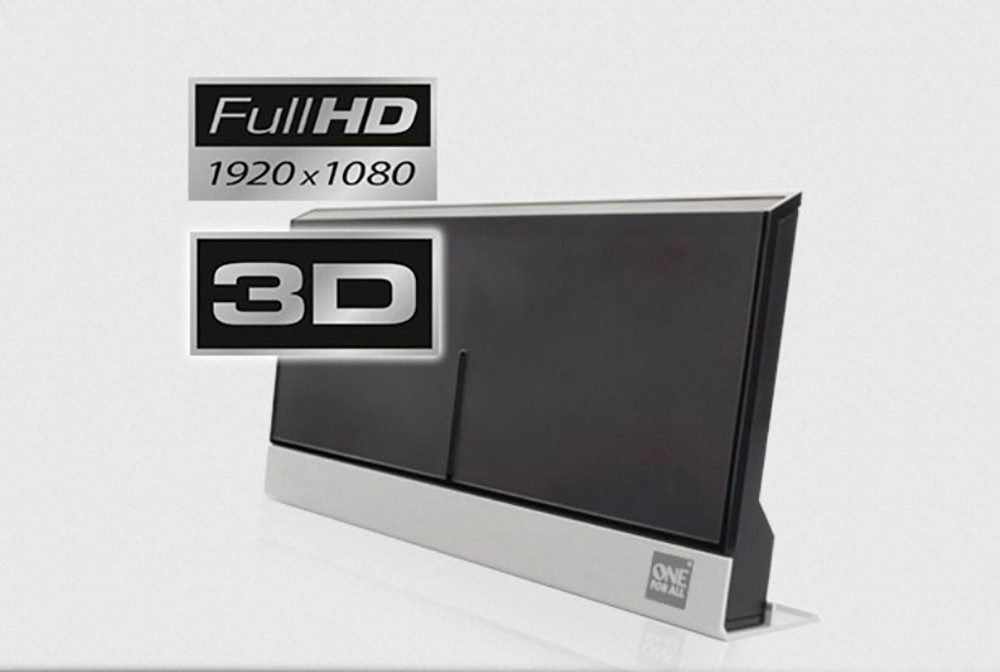 One for All SV 9385-5G Innenantenne (DVB-T, DVB-T2, UKW, für Innenbereich, Verstärkung: 47 dB), Alu STAND Antenne 5G black