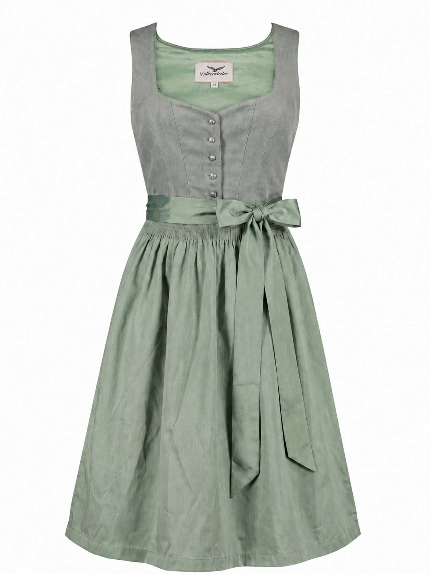Falkenrieder Dirndl Damen Midi Trachtenkleid inkl. Trachtenrock mit praktischer Rocktasche (Das Set enthält Oberteil, Schürze und Rock) Dirndlkleid mit 60cm Dirndlschürze - Für dein Oktoberfest Damen Outfit