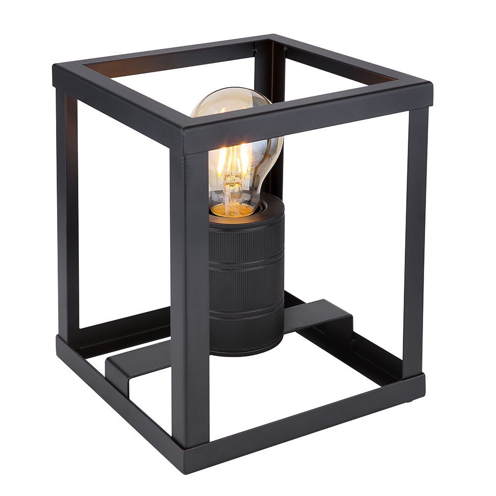 Metall 20cm H Globo Tischleuchte Nachttischlampe Tischleuchte, Leuchtmittel E27 schwarz Beistelllampe inklusive, LED nicht