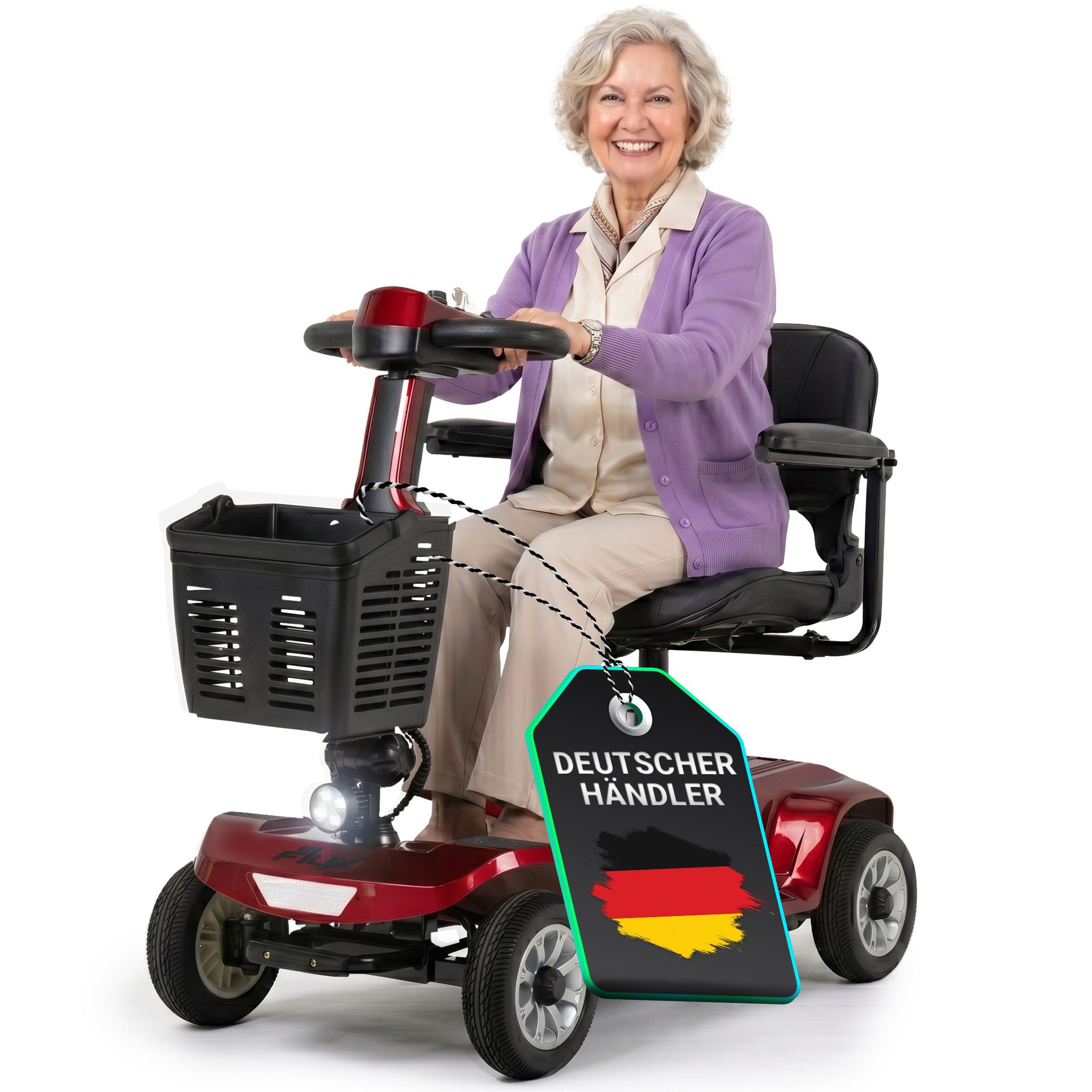 eFlux Elektromobil eFlux Mobility M1 Elektromobil Rollator, 250 W, (Senioren Elektromobil, E-Scooter Senioren, Mobilitätshilfe Senioren, Krankenfahrstuhl elektrisch, Seniorenscooter, Mobility Scooter, Elektromobil, Seniorenmobil, Elektro ScooterSenioren), Führerscheinfrei, Kein Versicherungskennzeichen, Zuladung bis 190 kg