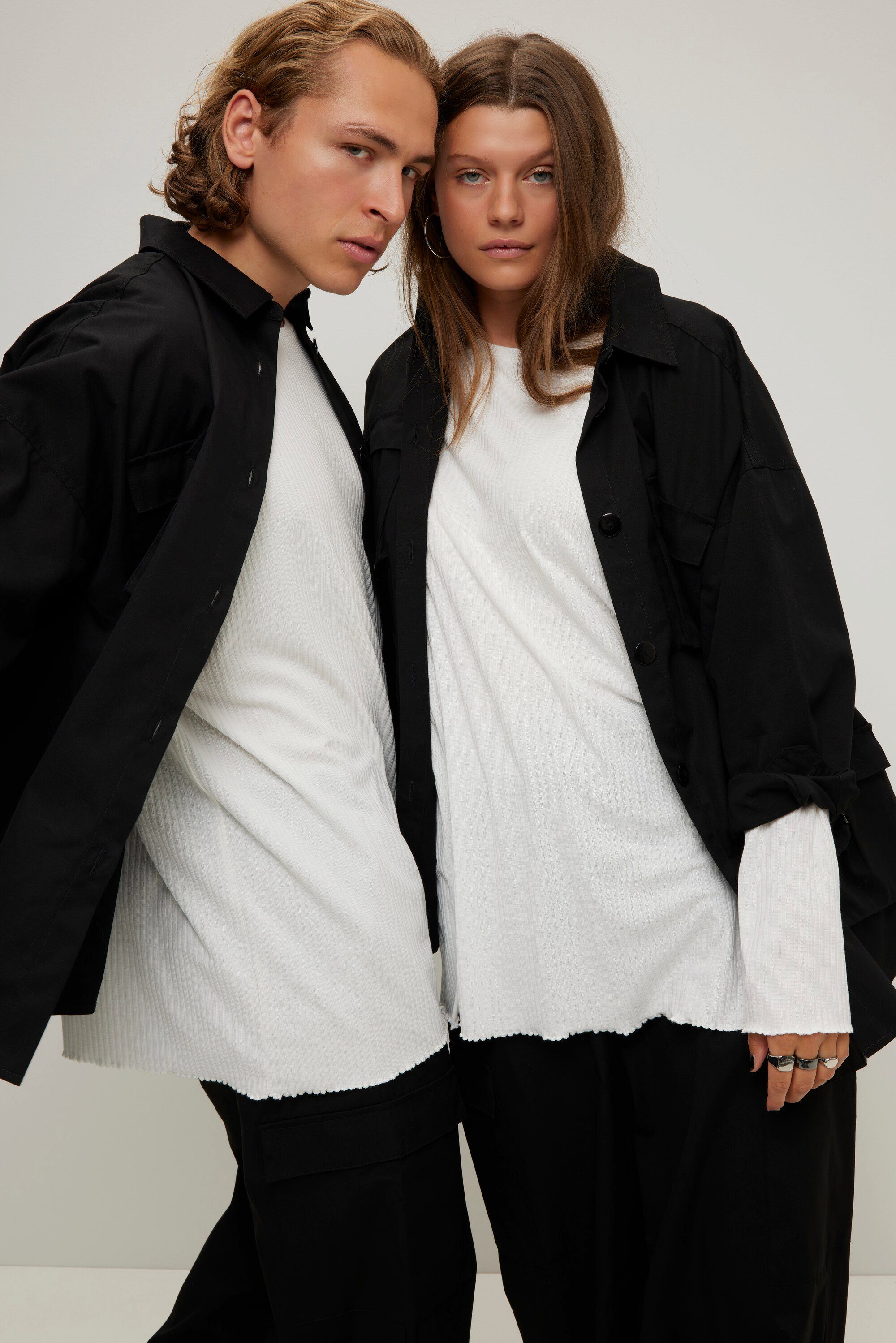 Sommerjacke Hemdjacke oversized Utility-Style Hemdkragen