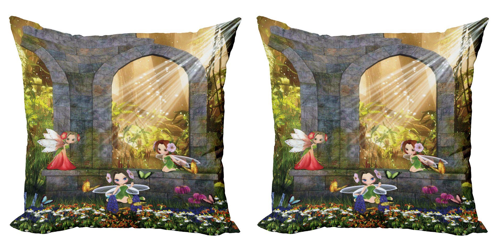 Kissenbezüge Modern Accent Doppelseitiger Digitaldruck, Abakuhaus (2 Stück), Natur Blumen-Blüten-Szene