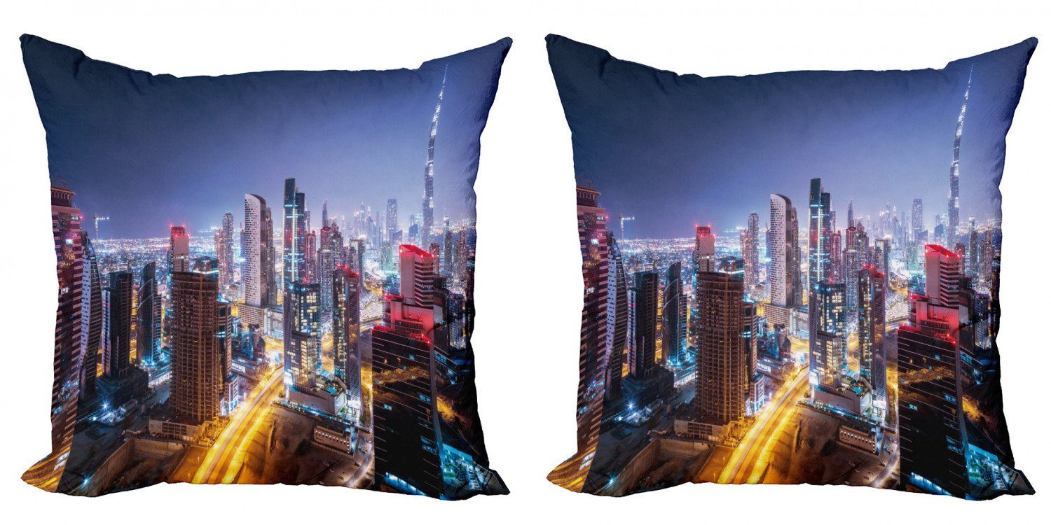 Kissenbezüge Modern Accent Doppelseitiger Digitaldruck, Abakuhaus (2 Stück), Stadt Nacht Dubai Tourist
